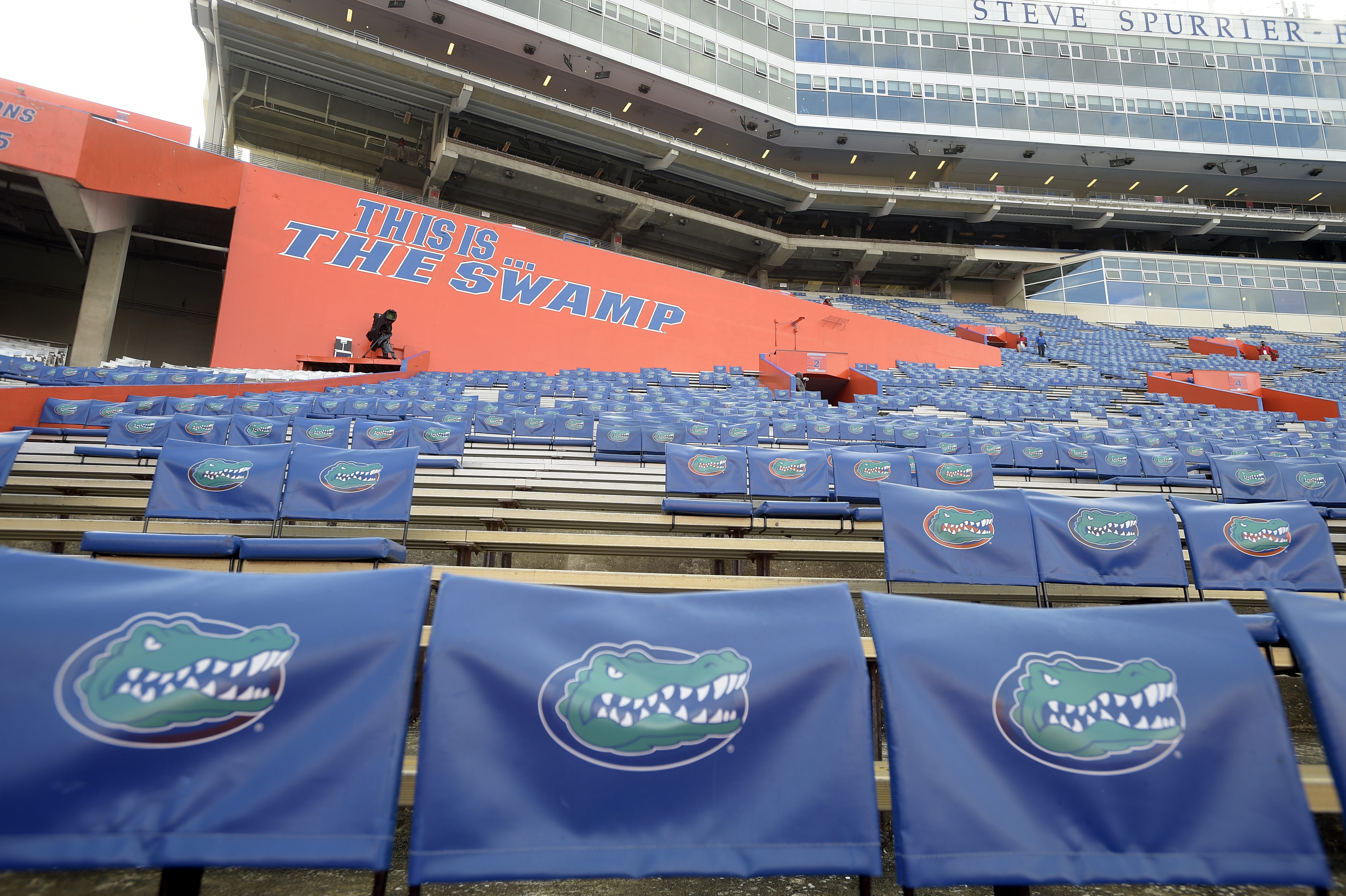 'The Swamp' Gators seat backs at Steve Spurrier-Florida Field at Ben Hill Griffin Stadium in 2016
