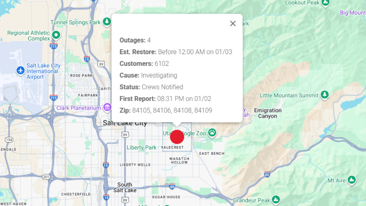 Outage leaves over 6,000 customers without power in downtown Salt Lake City