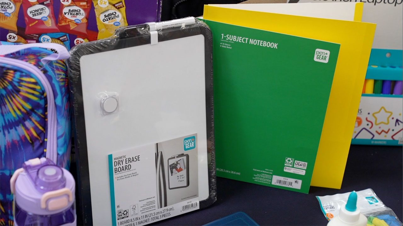 Back to school supplies, education, notebook
