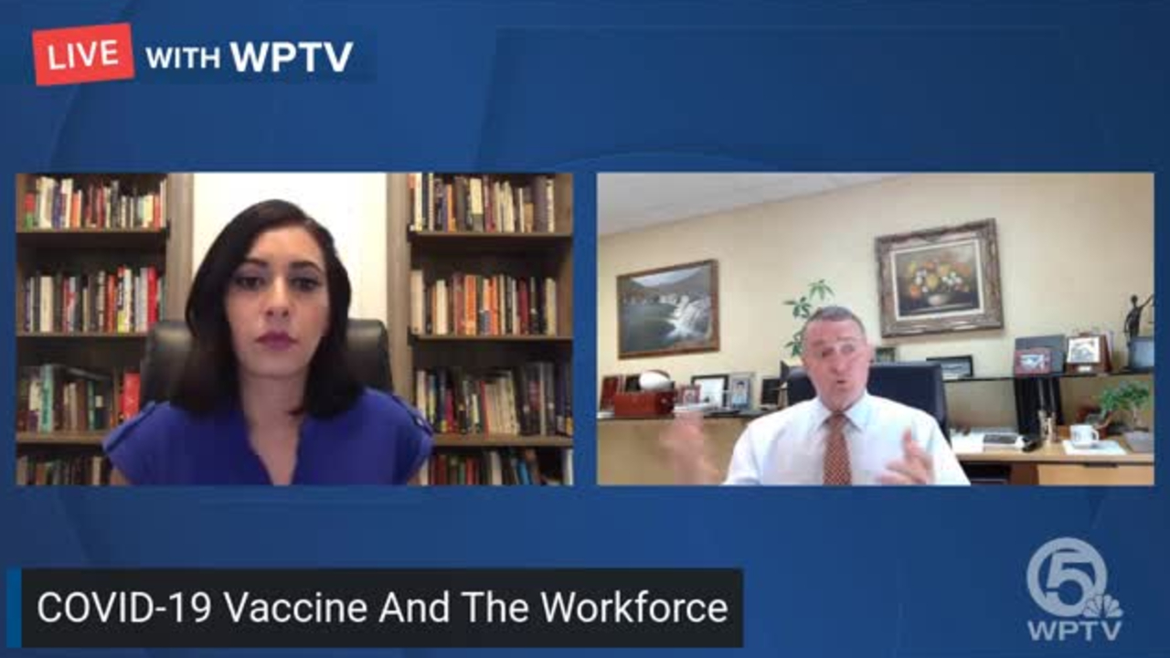 WPTV's Michelle Quesada speaks to South Florida labor attorney Arthur Schofield on March 29, 2021.jpg