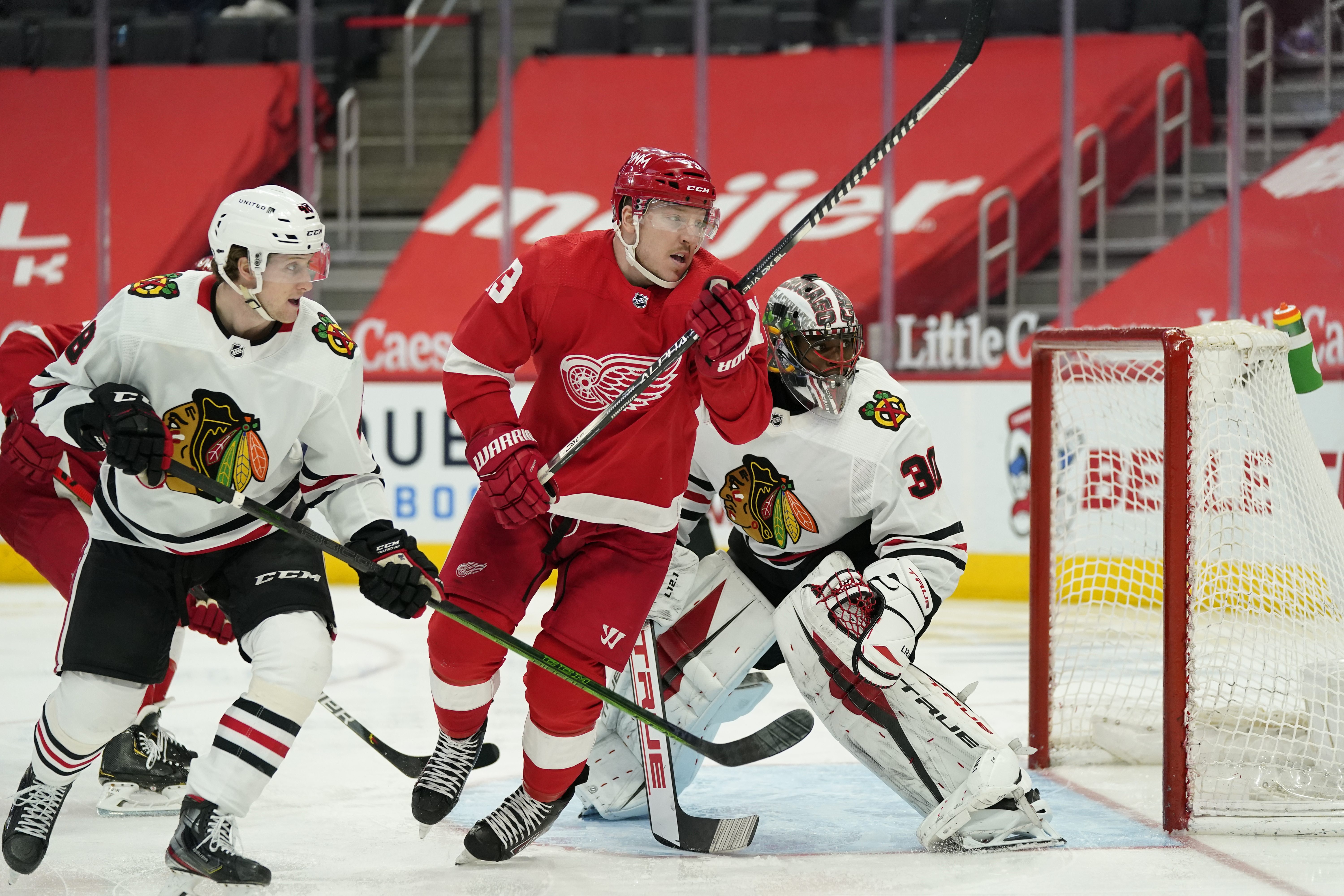 Adam Erne Blackhawks Red Wings Hockey