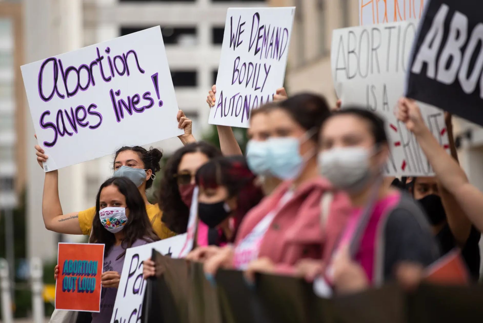 Protestors gather in front of the Governor's Mansion in Austin to protest against SB 8, an abortion restriction bill in the Senate, on May 19, 2021..JPG