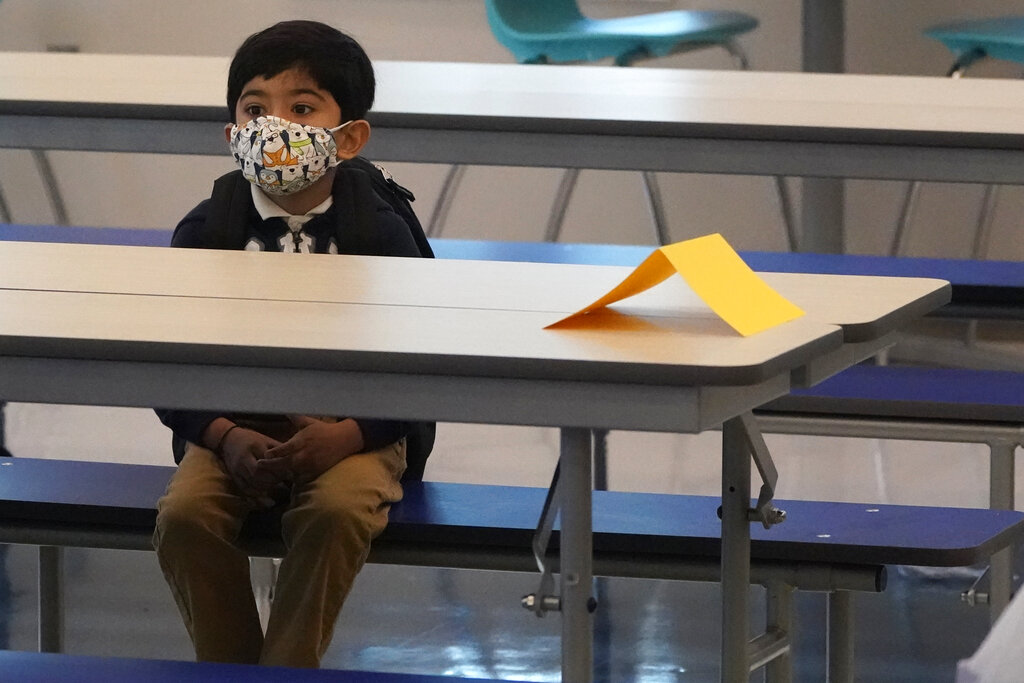 school child wearing mask