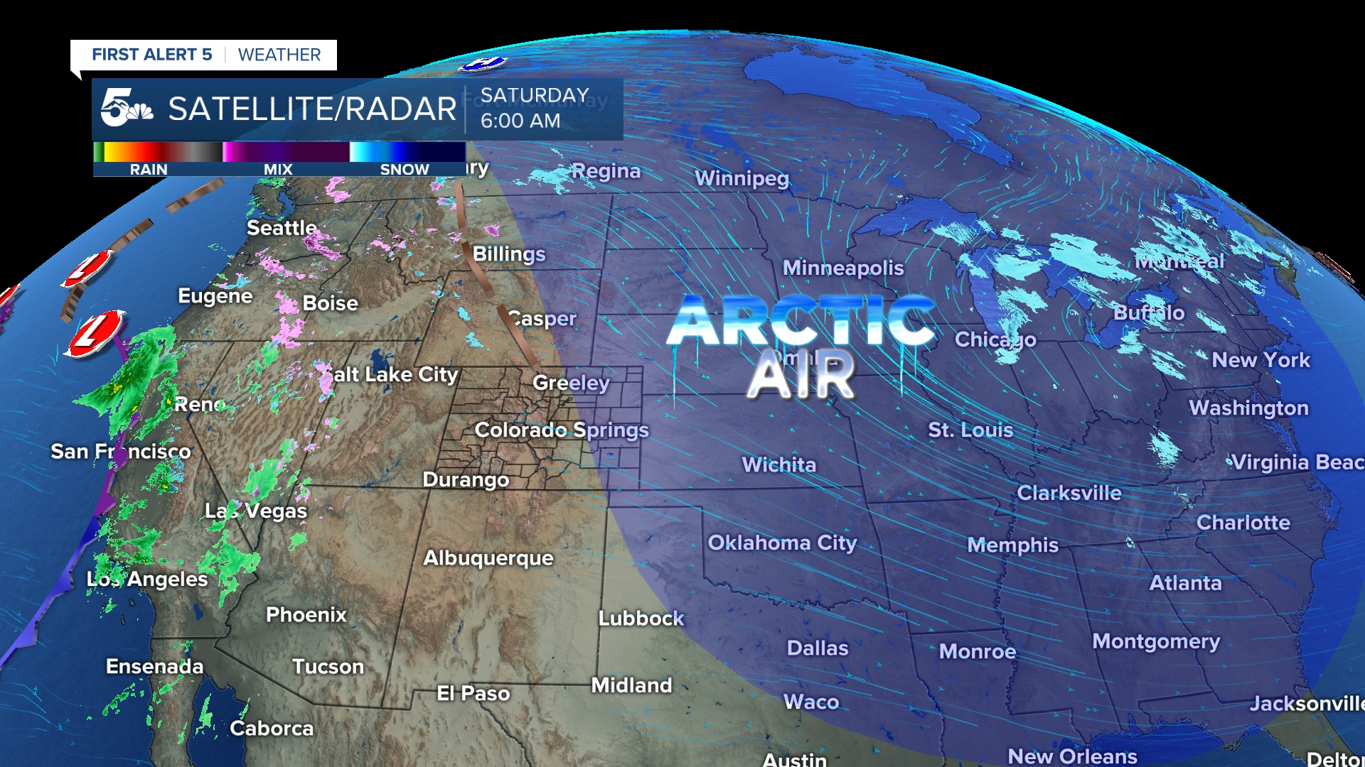 Cold arctic air moves east