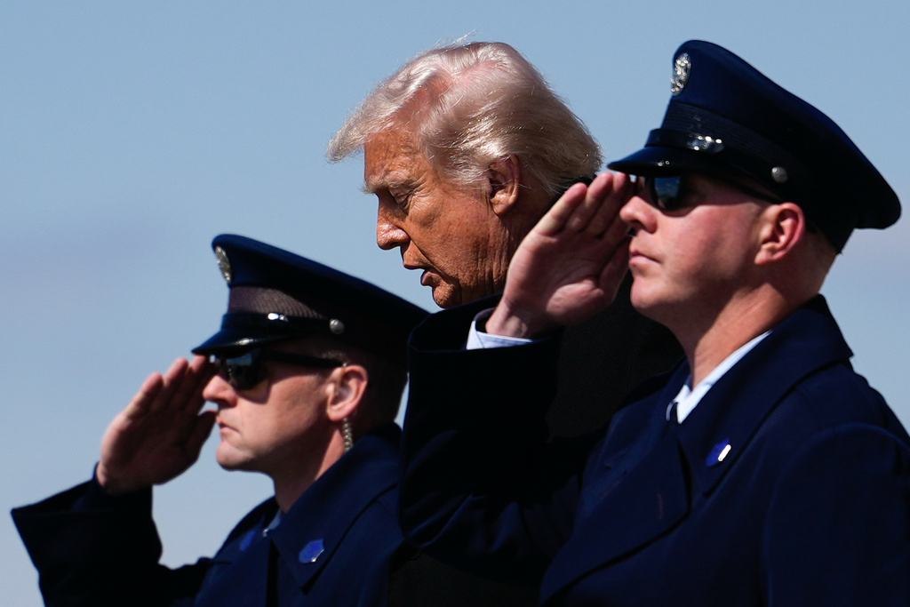 President Donald Trump arrives on Air Force One, Wednesday, March 18, 2026, at Dover Air Force Base, Del., to attend the casualty return for the six crew members of an Air Force refueling aircraft who died when their plane crashed in western Iraq while supporting operations against Iran. 