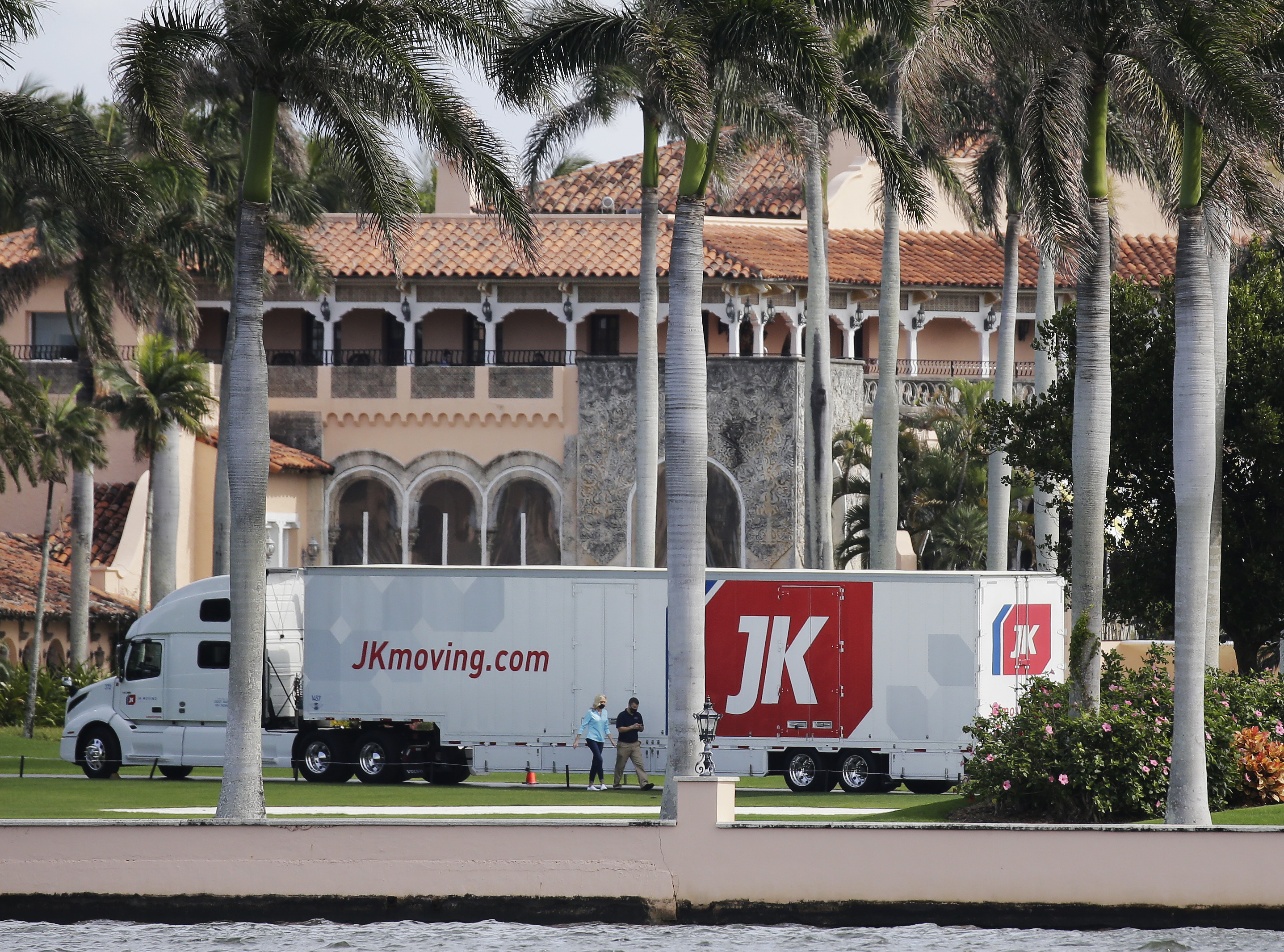 Moving truck parked outside Mar-a-Lago Club, Jan. 18, 2021