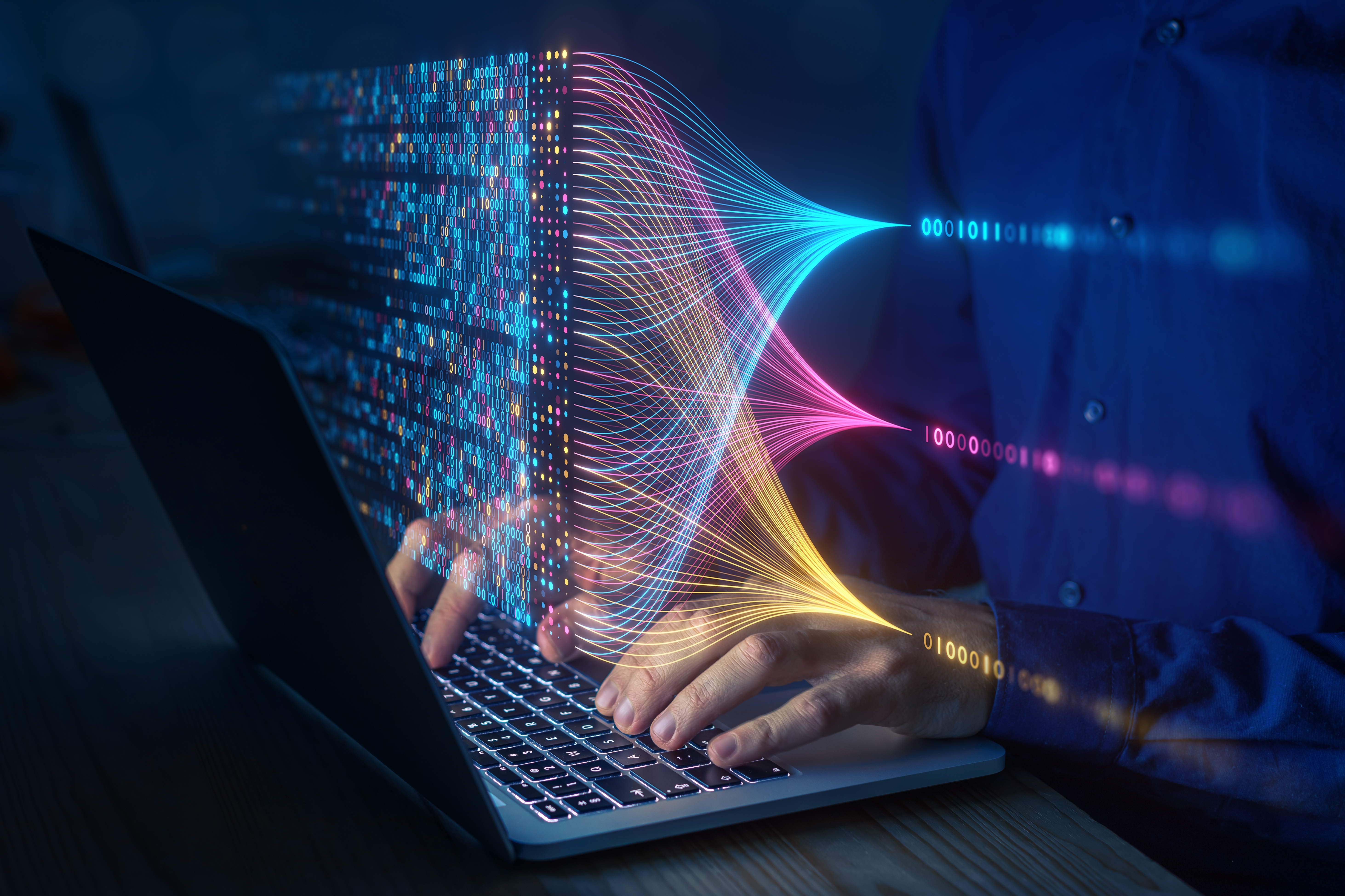 Data scientist using a computer.