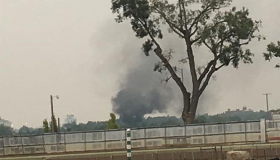 The plume of smoke was seen by many people across town.