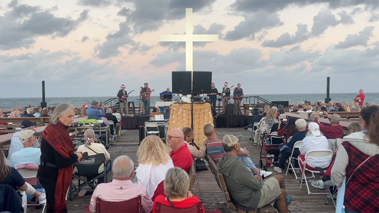 A pre-Christmas Eve service was held at the Juno Beach Pier on Dec. 23, 2025.  