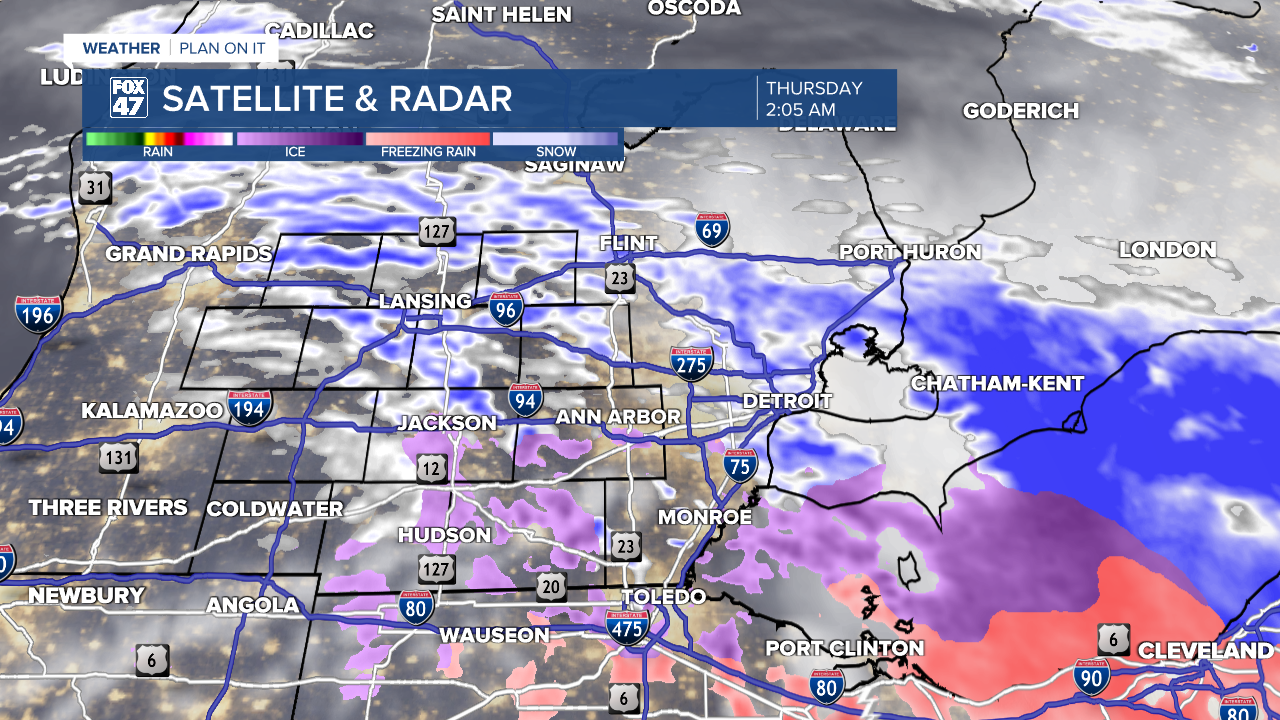 Mixed Precipitation on Radar Thursday Morning