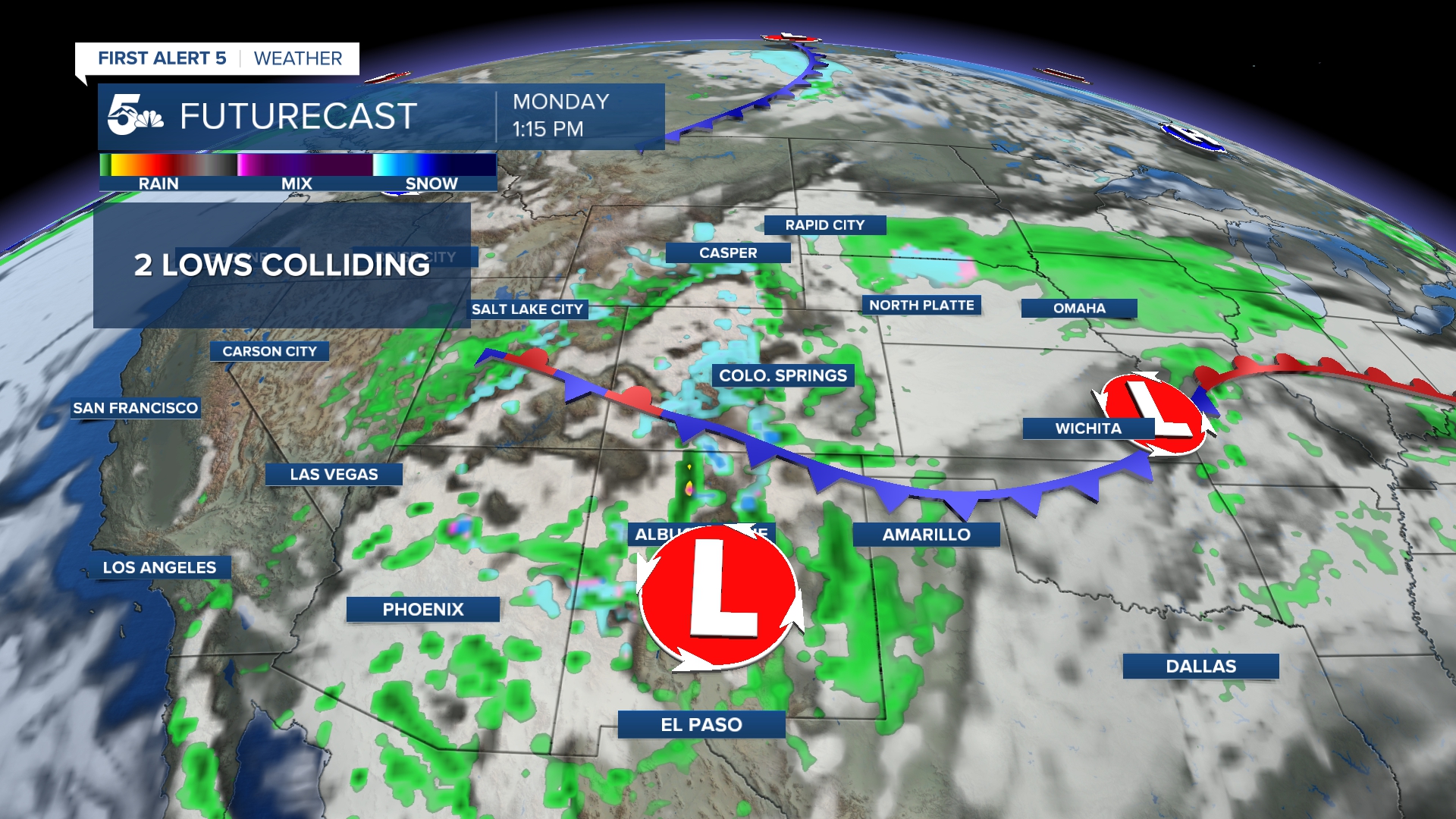 Two lows collide today over Colorado