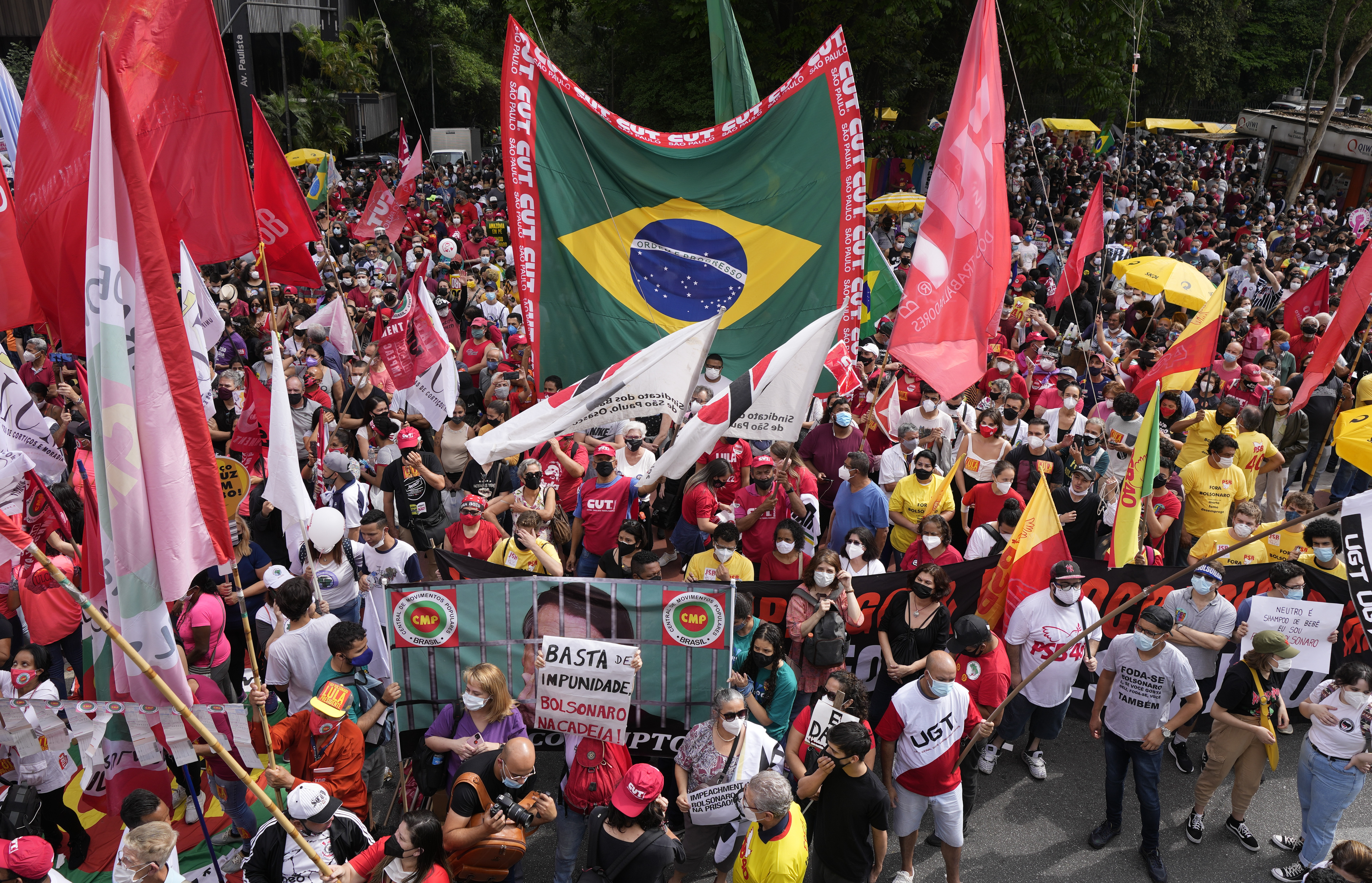 Virus Outbreak Brazil Protest