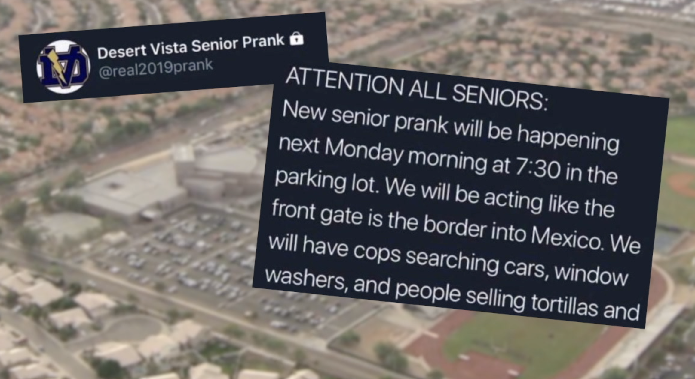 District Desert Vista High School Senior Prank Post Insensitive And Thoughtless And Absolutely Unacceptable