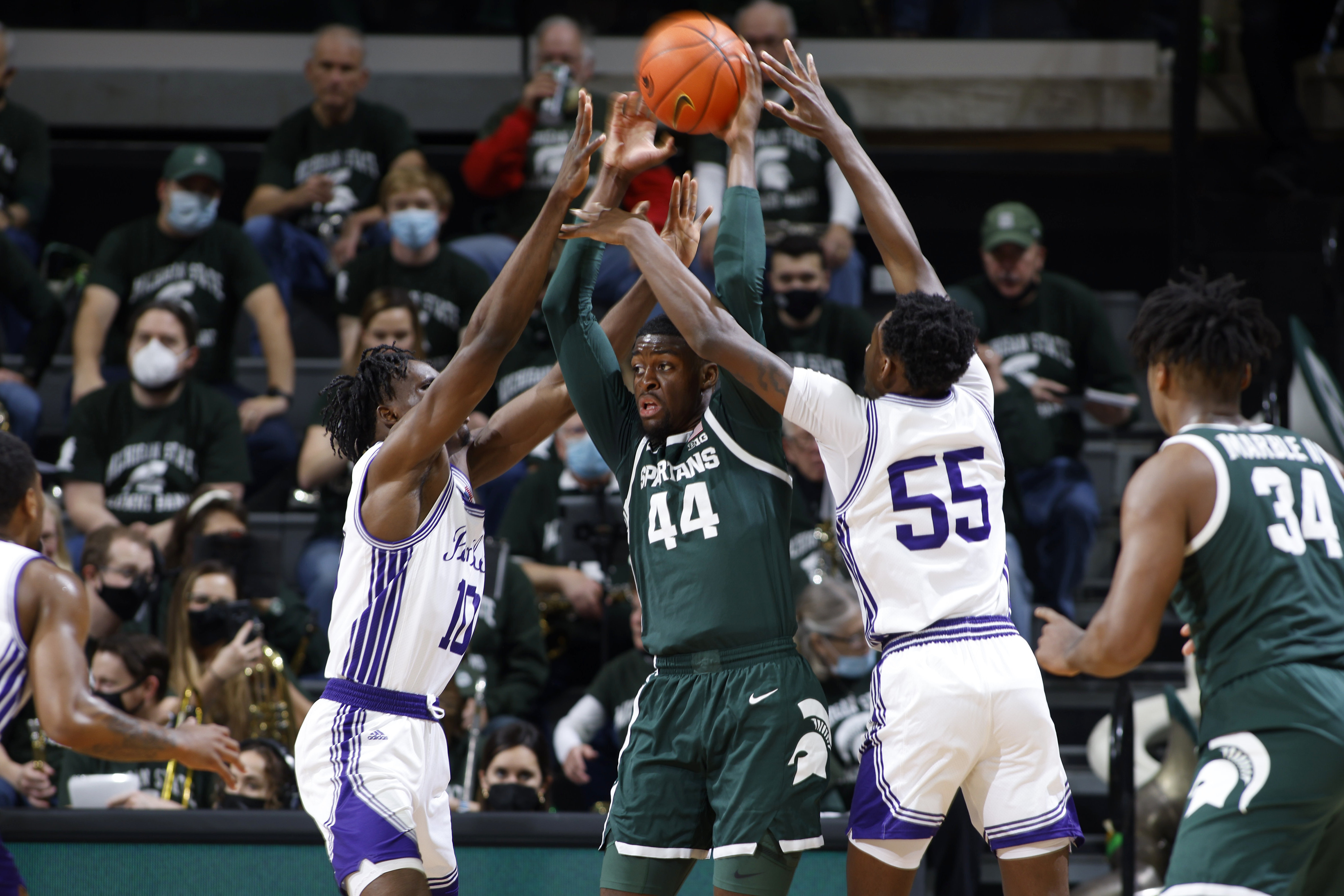Emmanuel Izunabor, Zack Austin, Gabe Brown High Point Michigan State Basketball