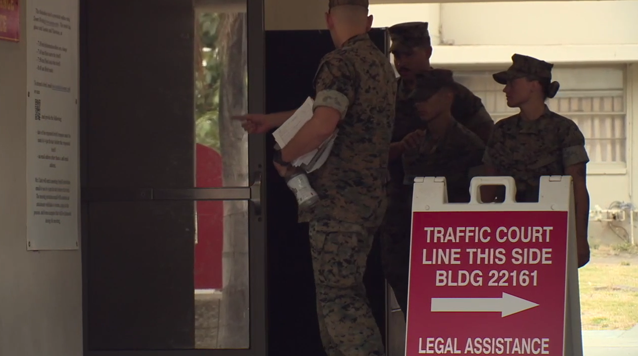 Camp Pendleton Marine Avery Rosario escorted into preliminary hearing