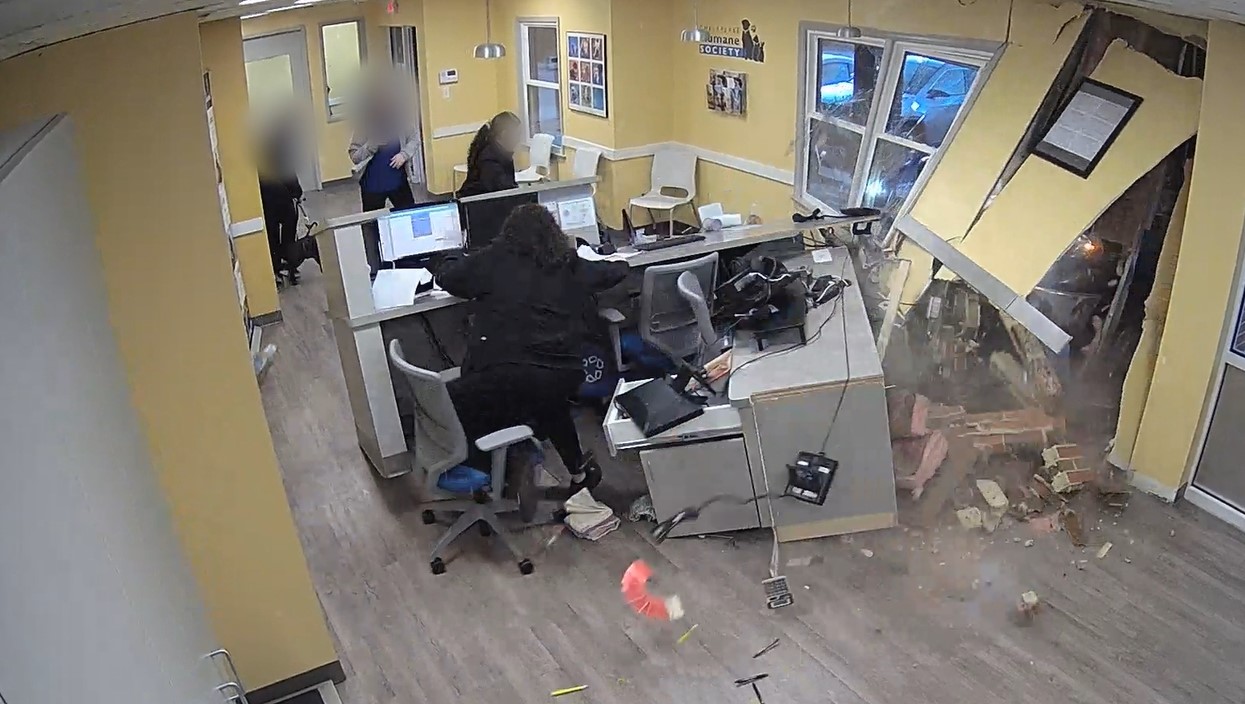Video shows truck barreling through side of Chesapeake Humane Society building
