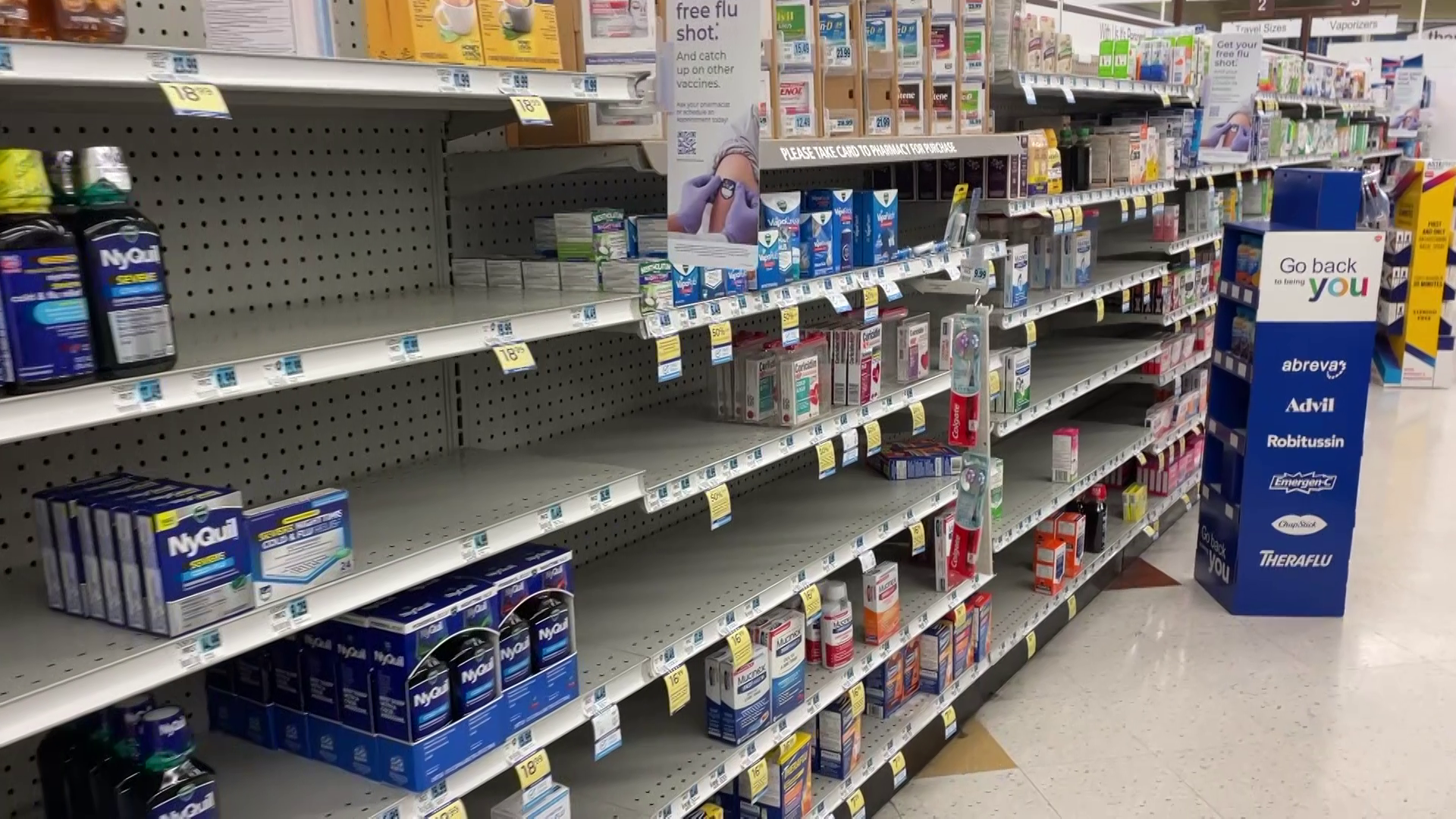 medicine aisle shelves
