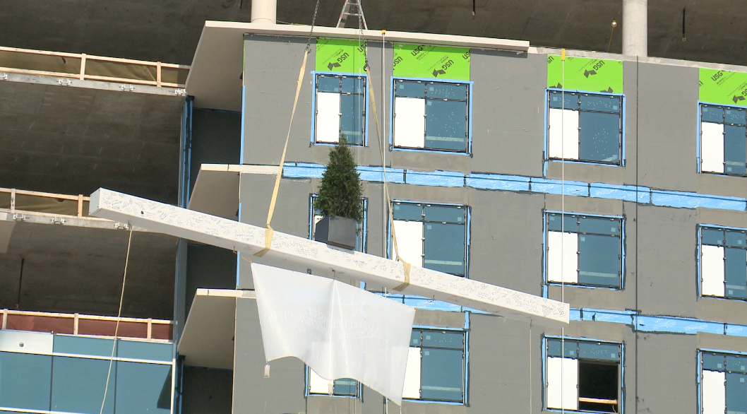 Top Beam Installed at Westminster Canterbuy's Bay Tower 