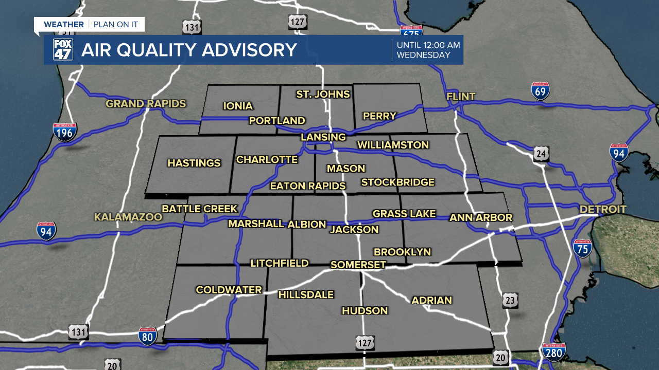 Air Quality Advisory in effect for the entire state of Michigan