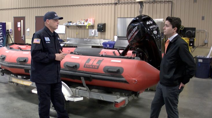 Capt. Matt Wells speaks with Brodie Myers