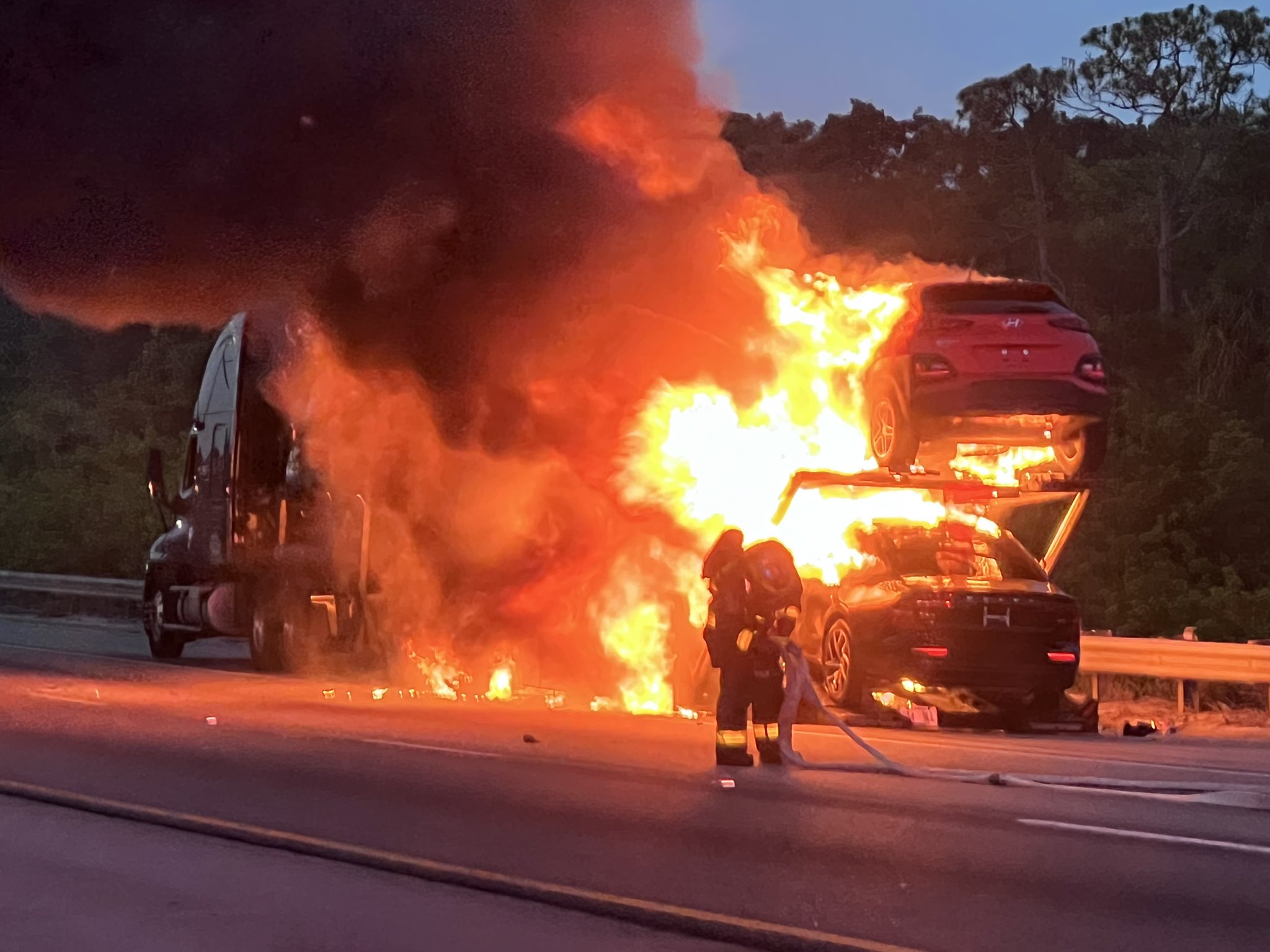 Martin County Fire Rescue crews extinguished a tractor trailer fire on Florida's Turnpike Saturday morning.