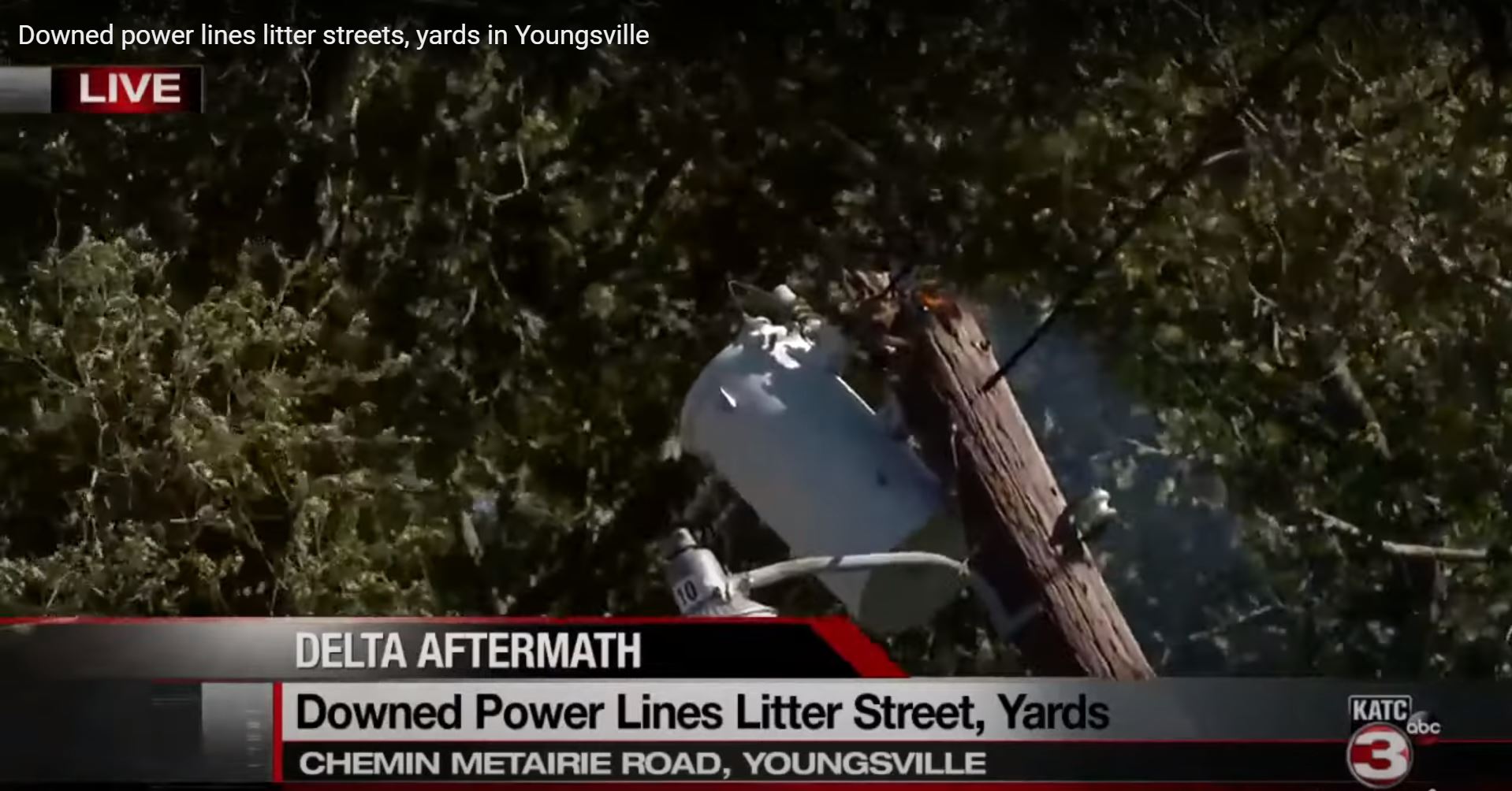 Downed power lines litter streets, yards in Youngsville.JPG