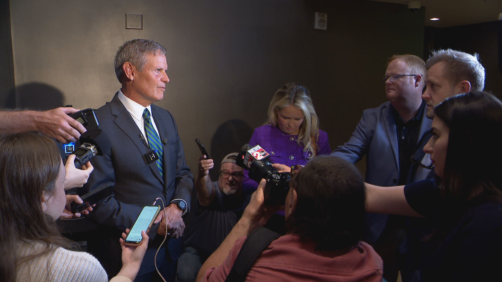 Gov. Bill Lee answers questions from reporters