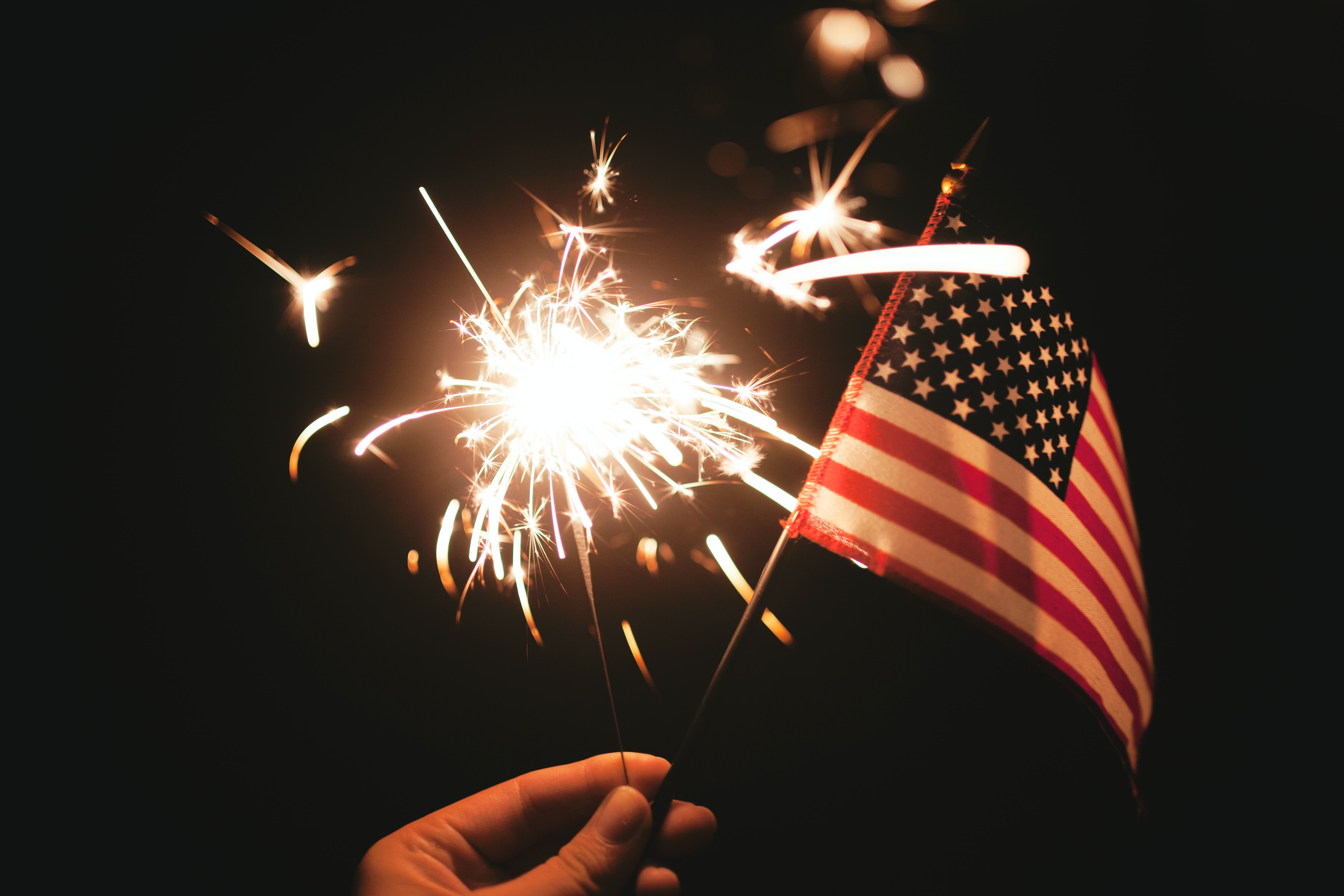 fourth of july_flag and sparkler