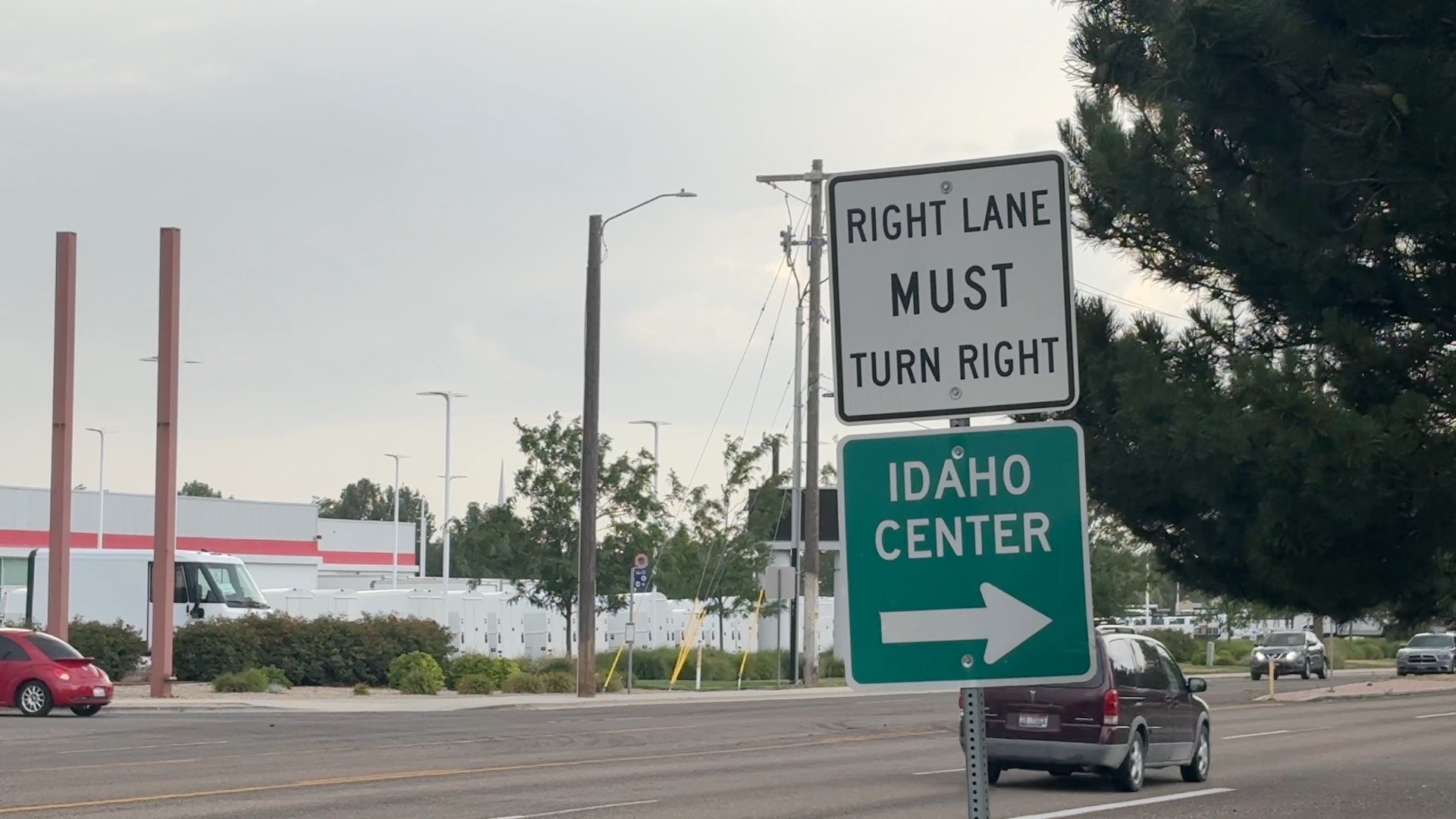 Road sign for Idaho Center