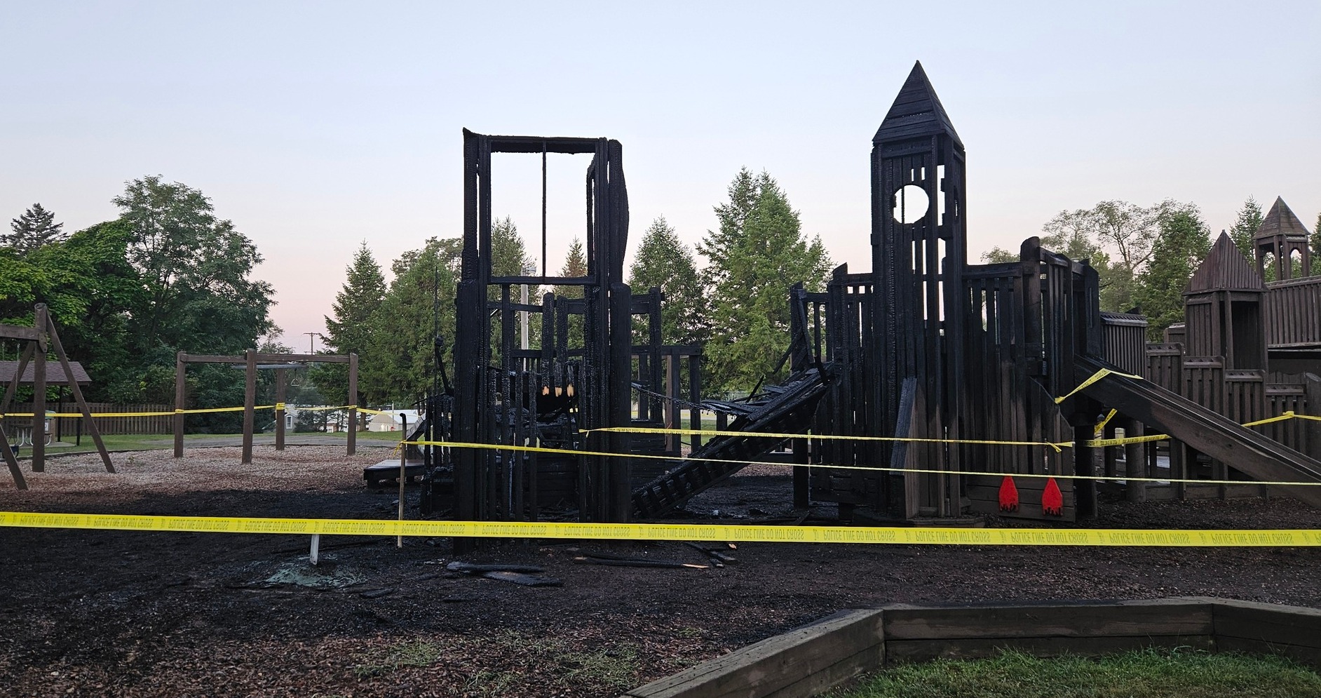 Northside Park playground fire damage