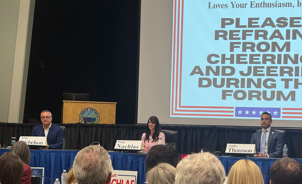 Boca Raton residents packed a candidate forum on Jan. 29, 2026, ahead of the city's March election, where voters will choose a new mayor and fill three council seats.
