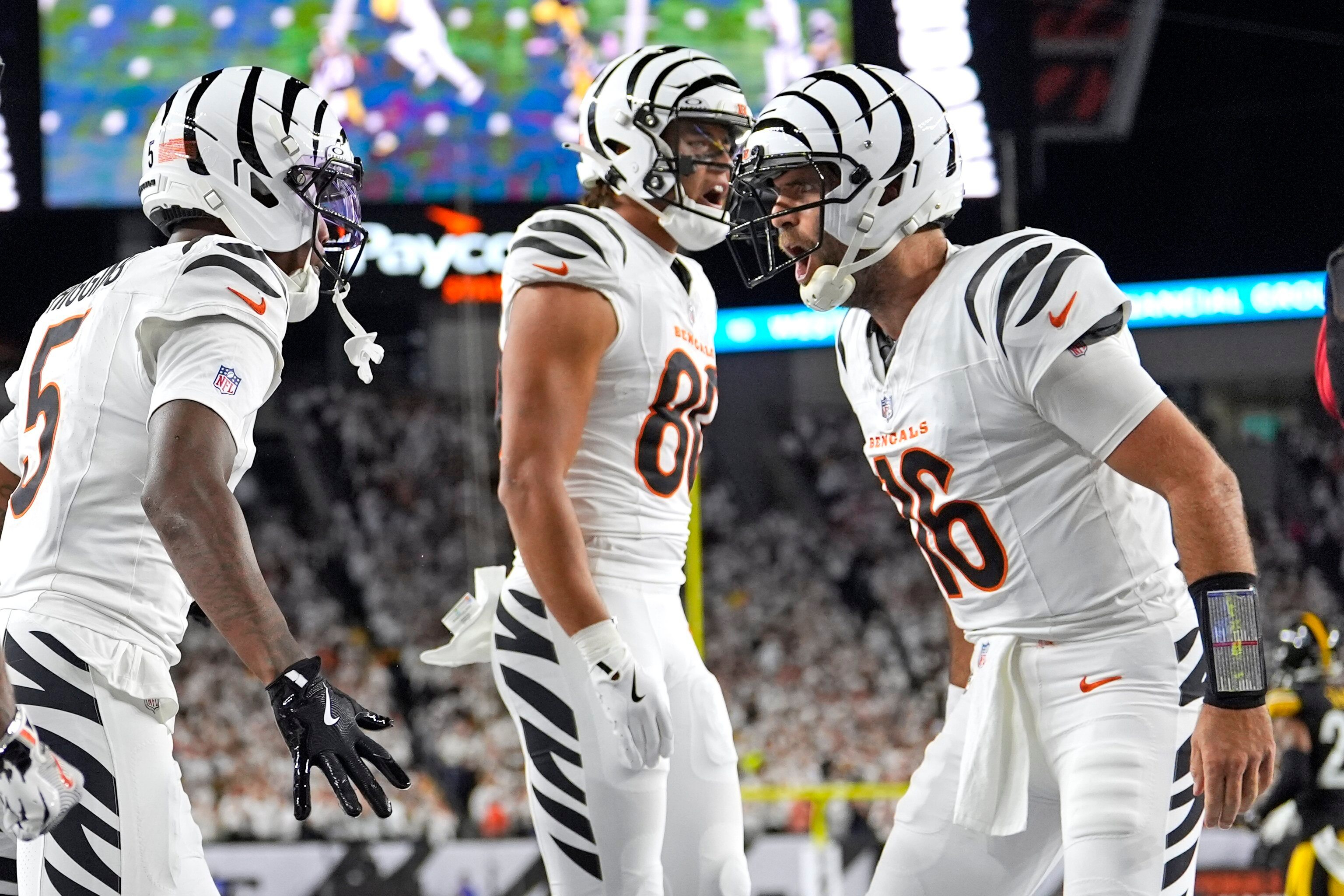 joe flacco celebrating bengals