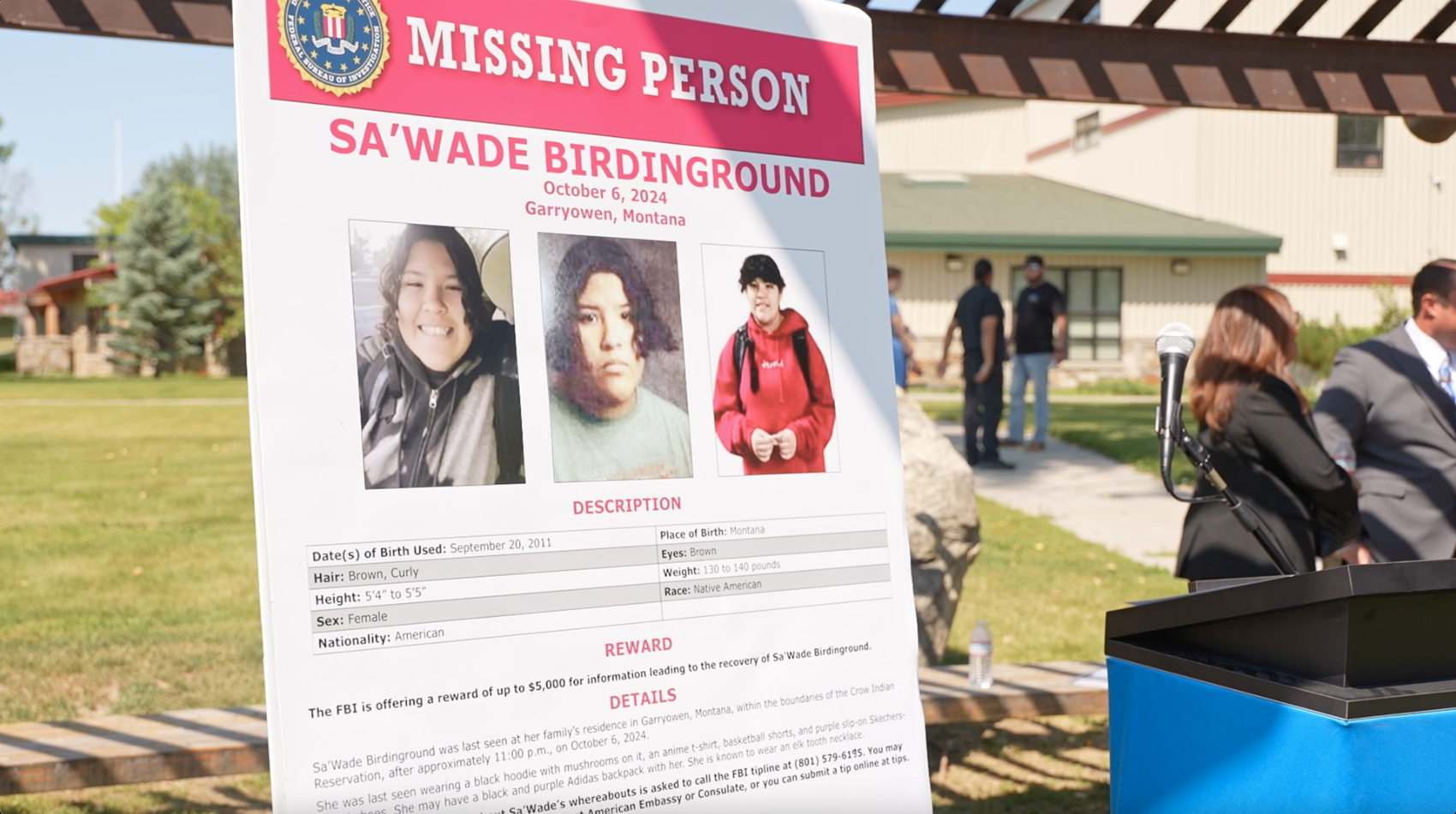 FBI press conference for Sa'wade Birdinground 