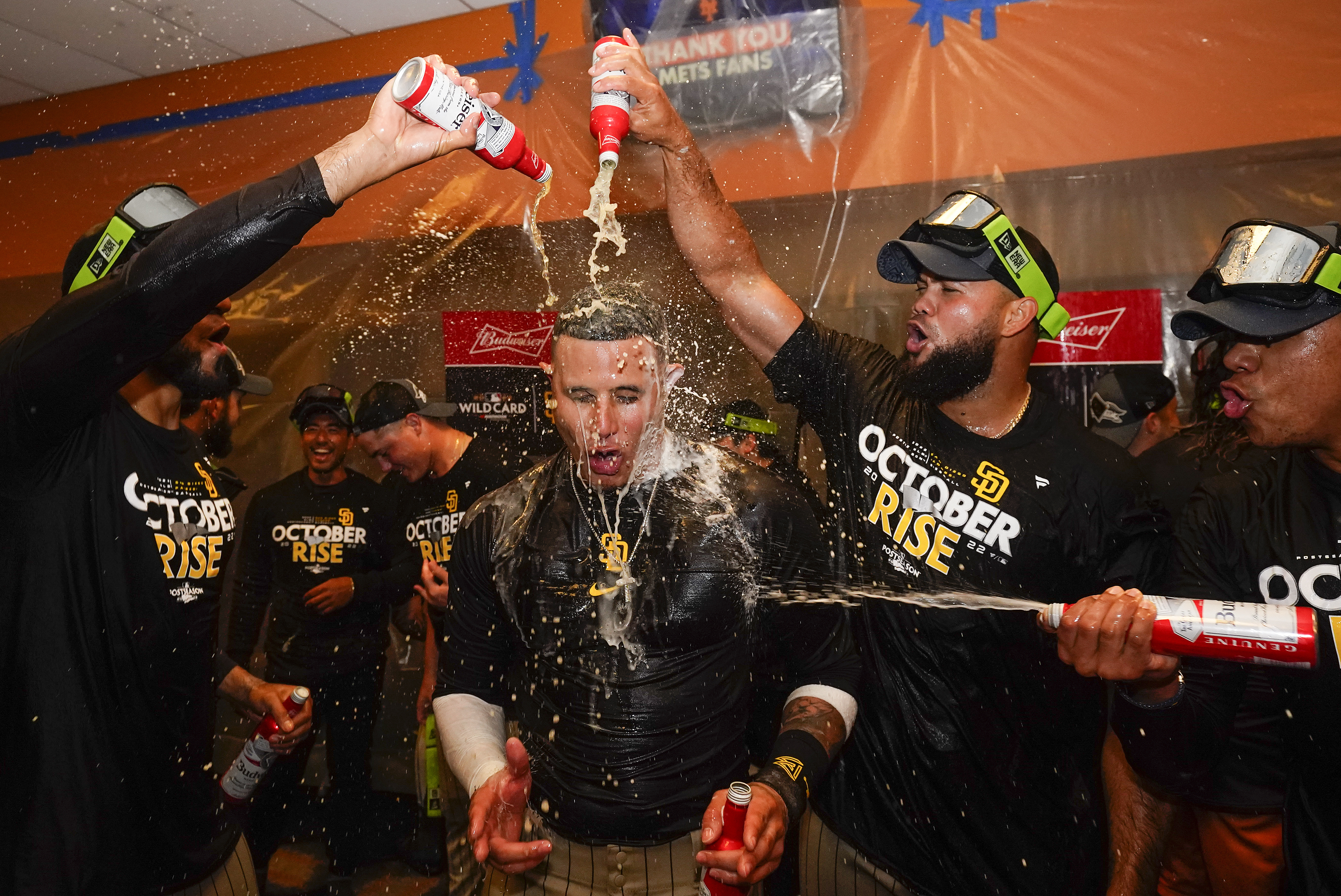 Padres celebration after beating Mets in Wild Card