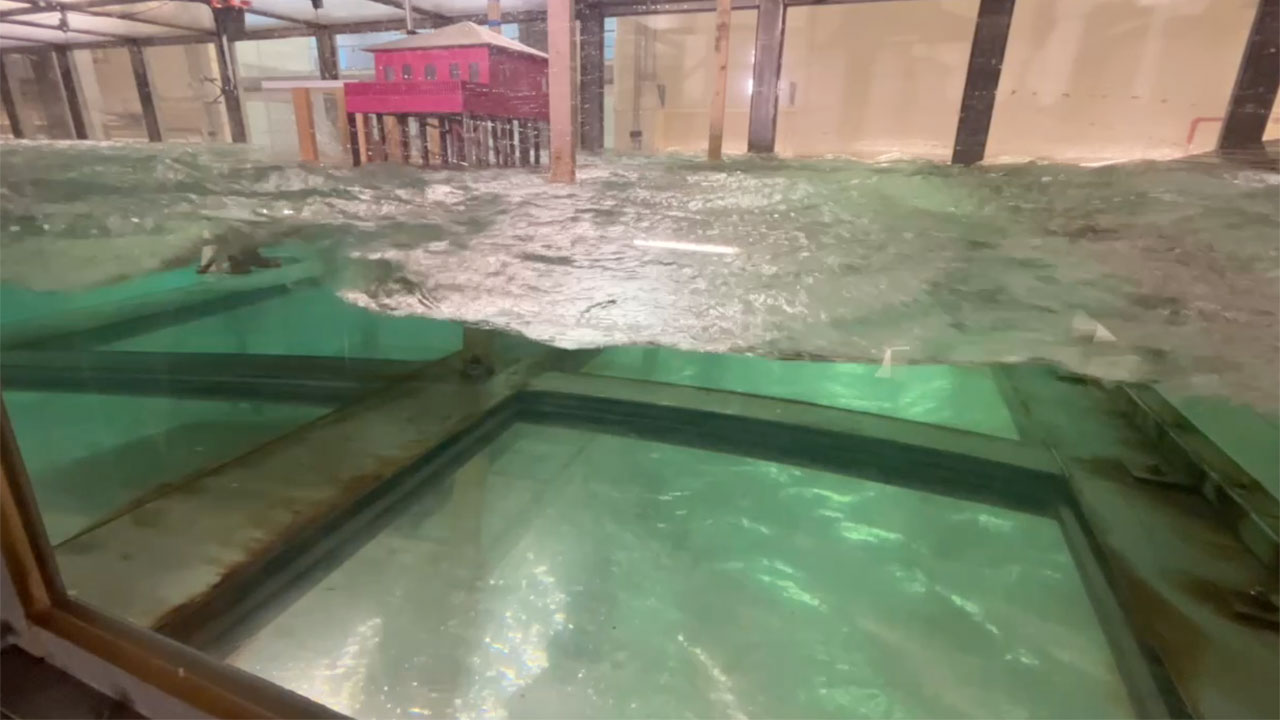 Inside the SUSTAIN Laboratory at the University of Miami Rosenstiel School of Marine, Atmospheric and Earth Science, researchers are simulating hurricane conditions to better understand how those forces work together — and how that knowledge could help save lives.