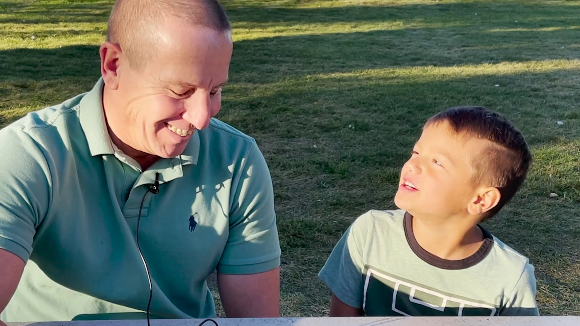 Gegg Smith and 6-year-old Zaegan Patacsil