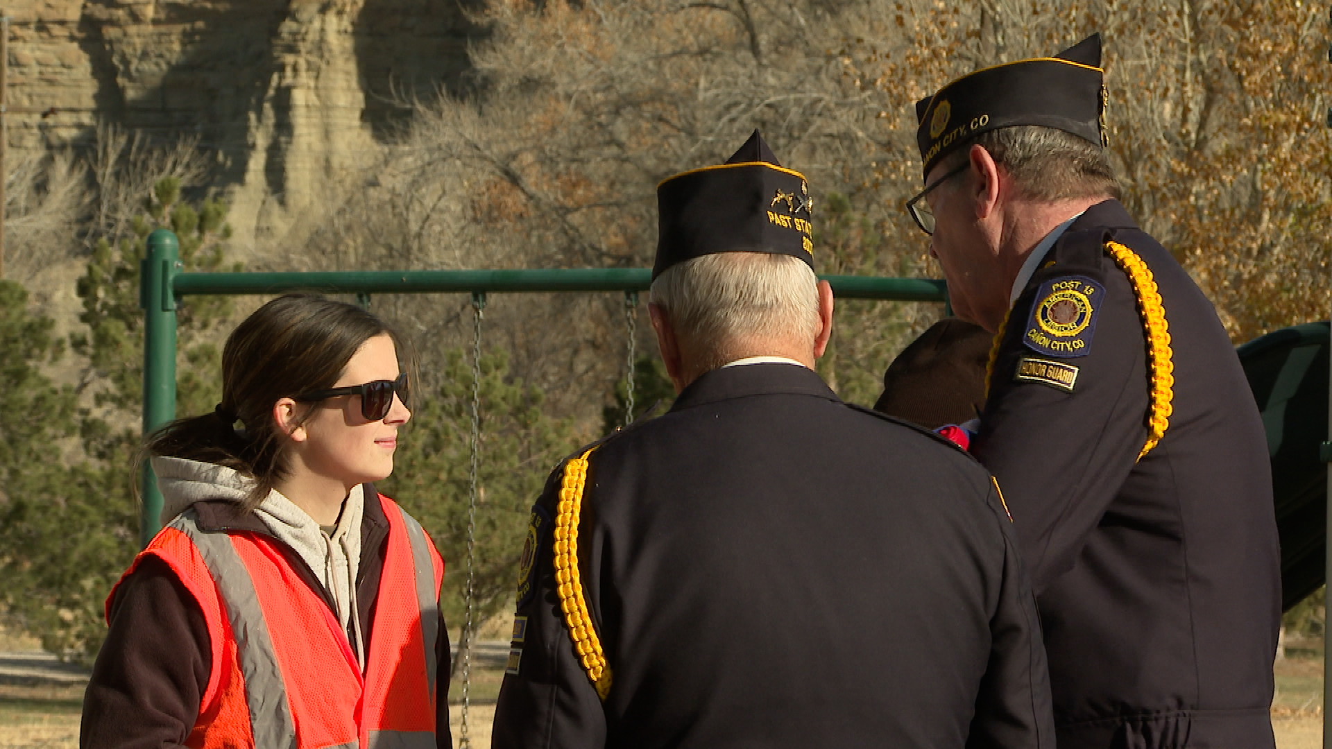 Emily Brady speaks with veterans