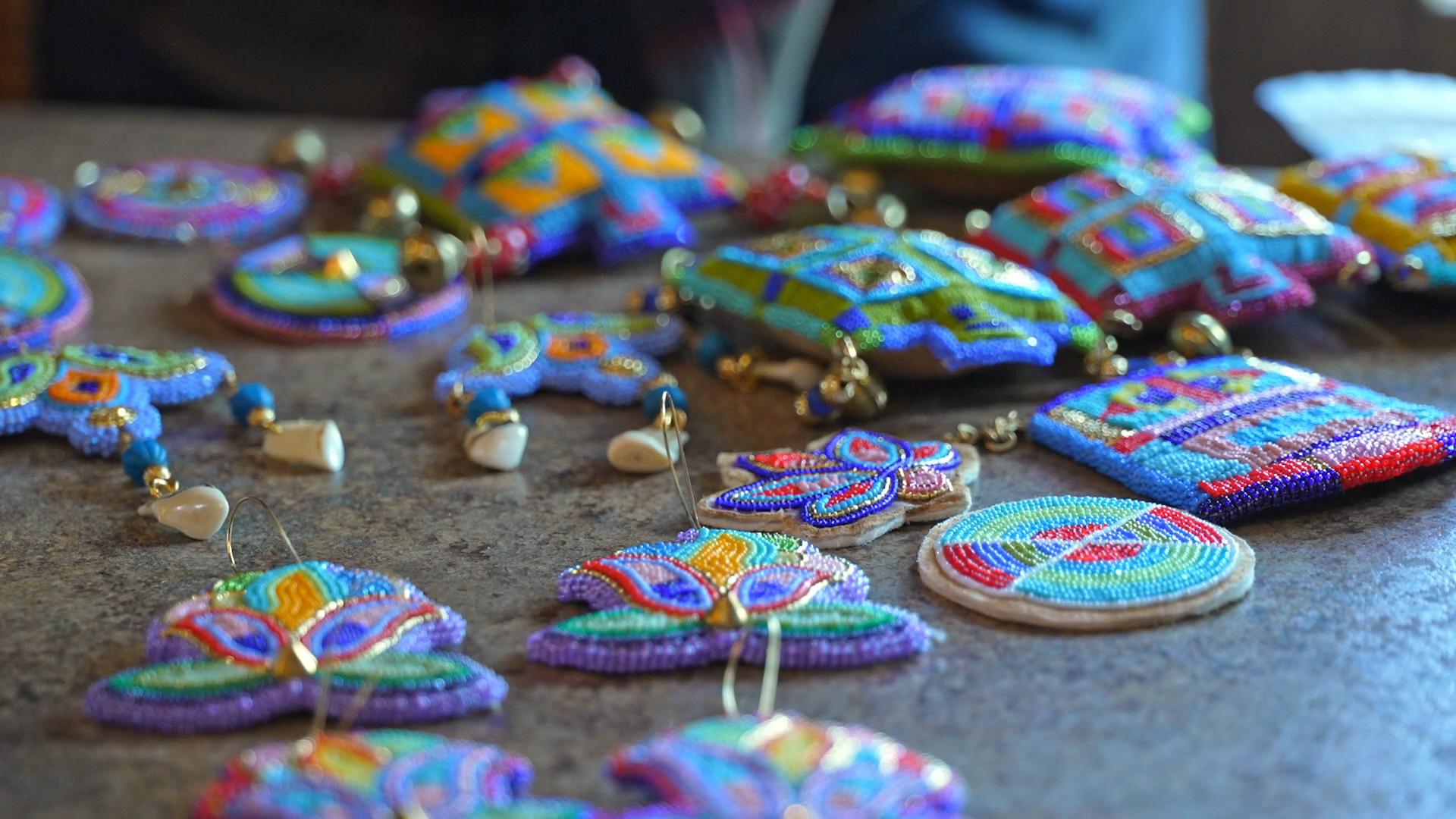Elias Not Afraid's beadwork