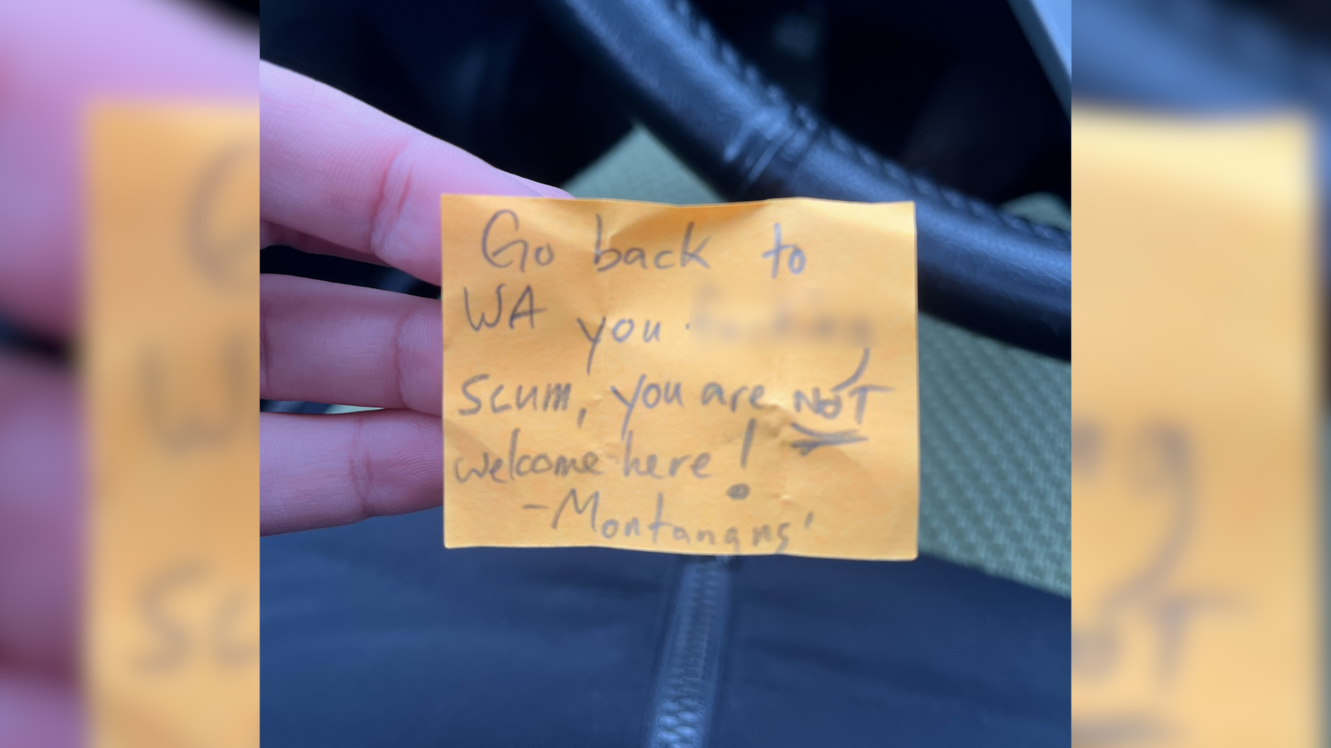 Mean note left on car with out-of-state plates