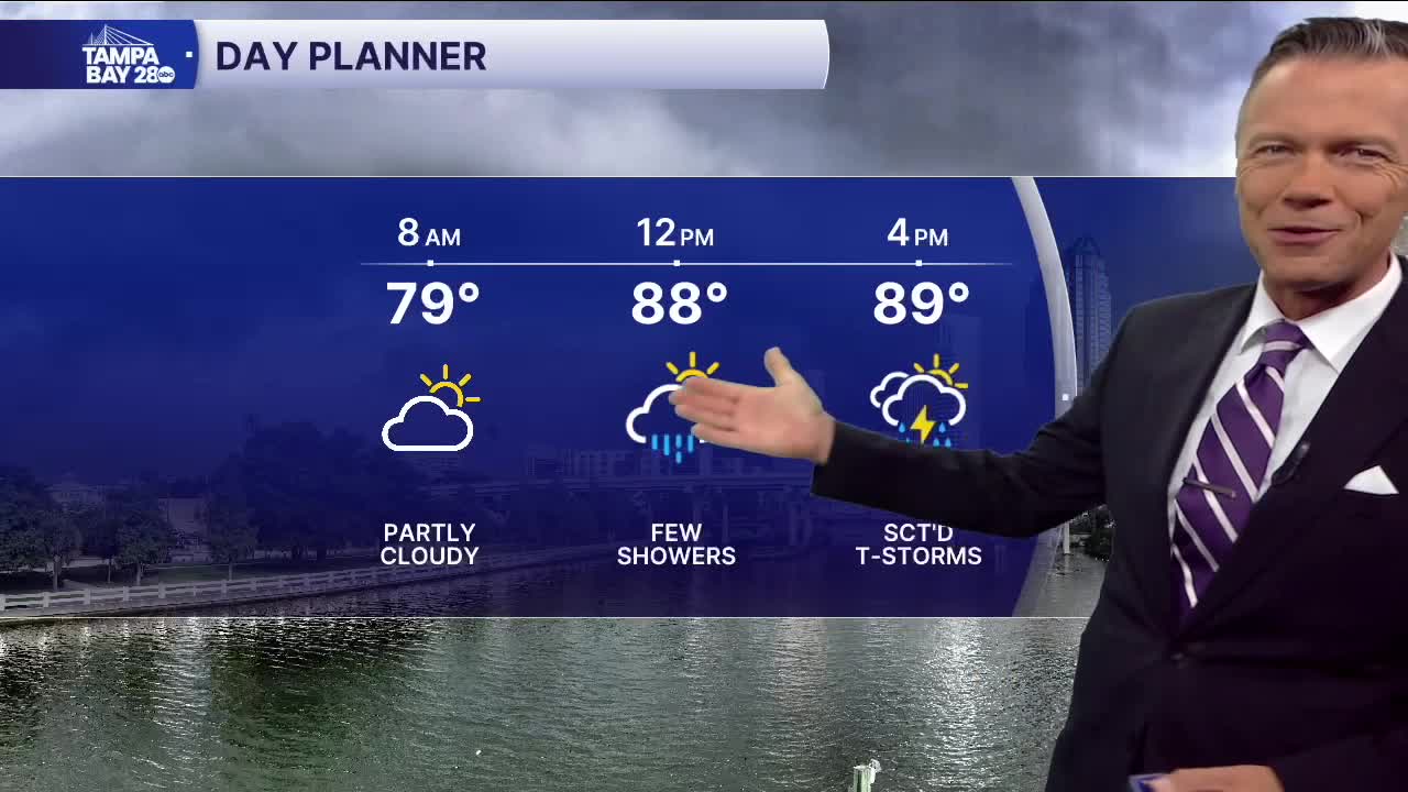 Forecast: Scattered storms likely today, low 90s