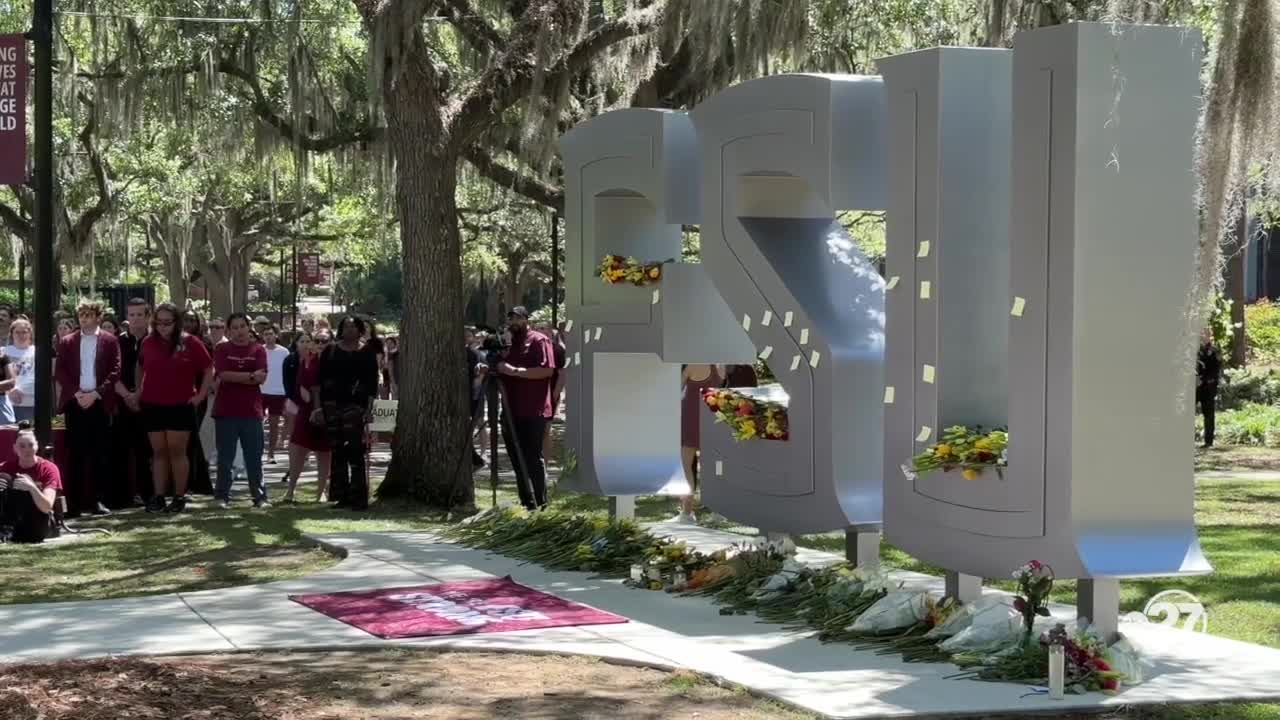 Florida State University students and faculty gather to reflect one year after the tragic campus shooting