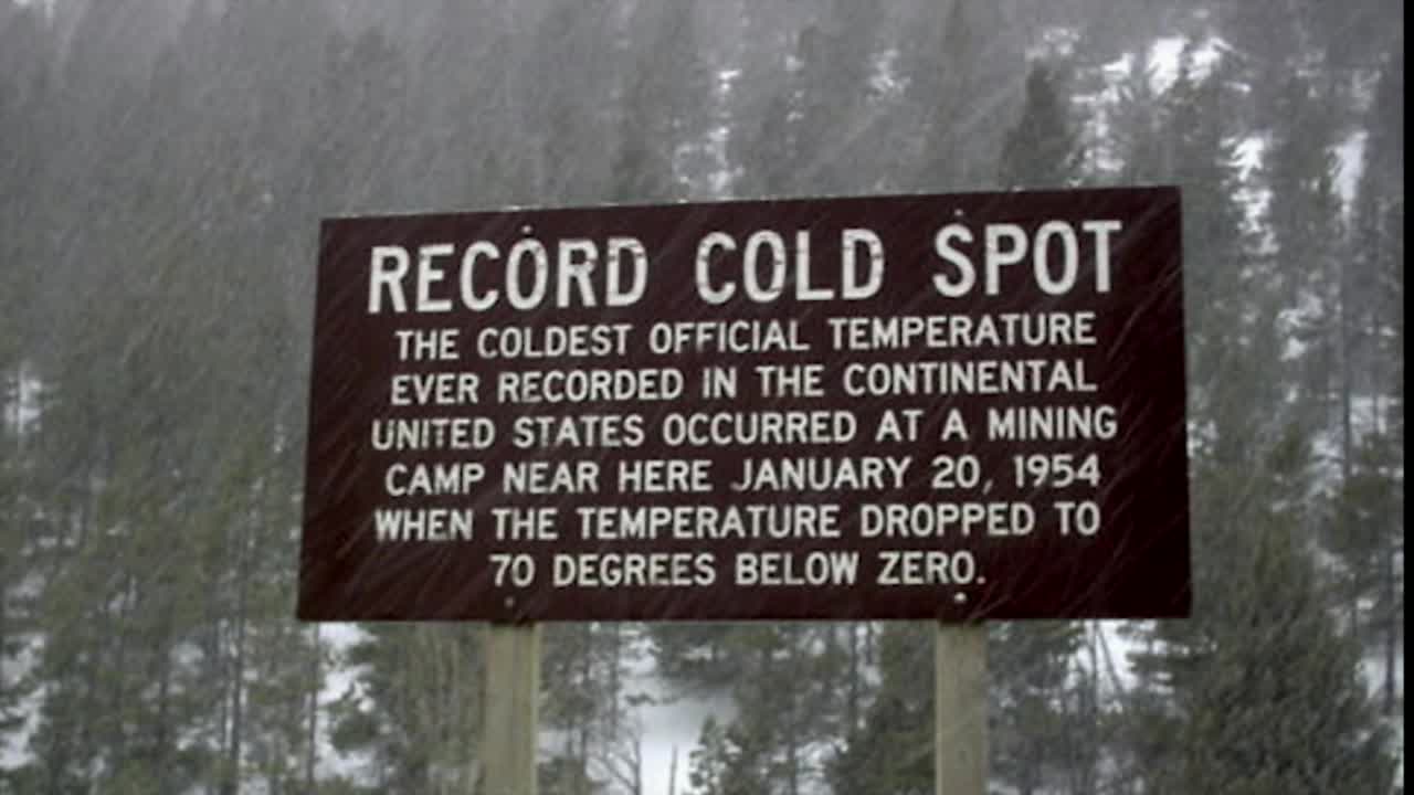 Rogers Pass marker of 70 degrees below zero
