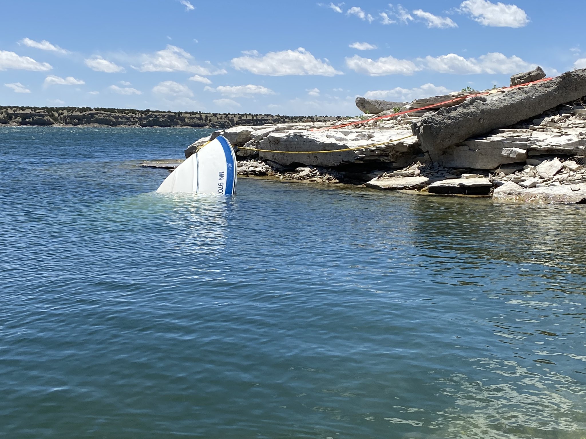 Overturned boat at Lake Pueblo