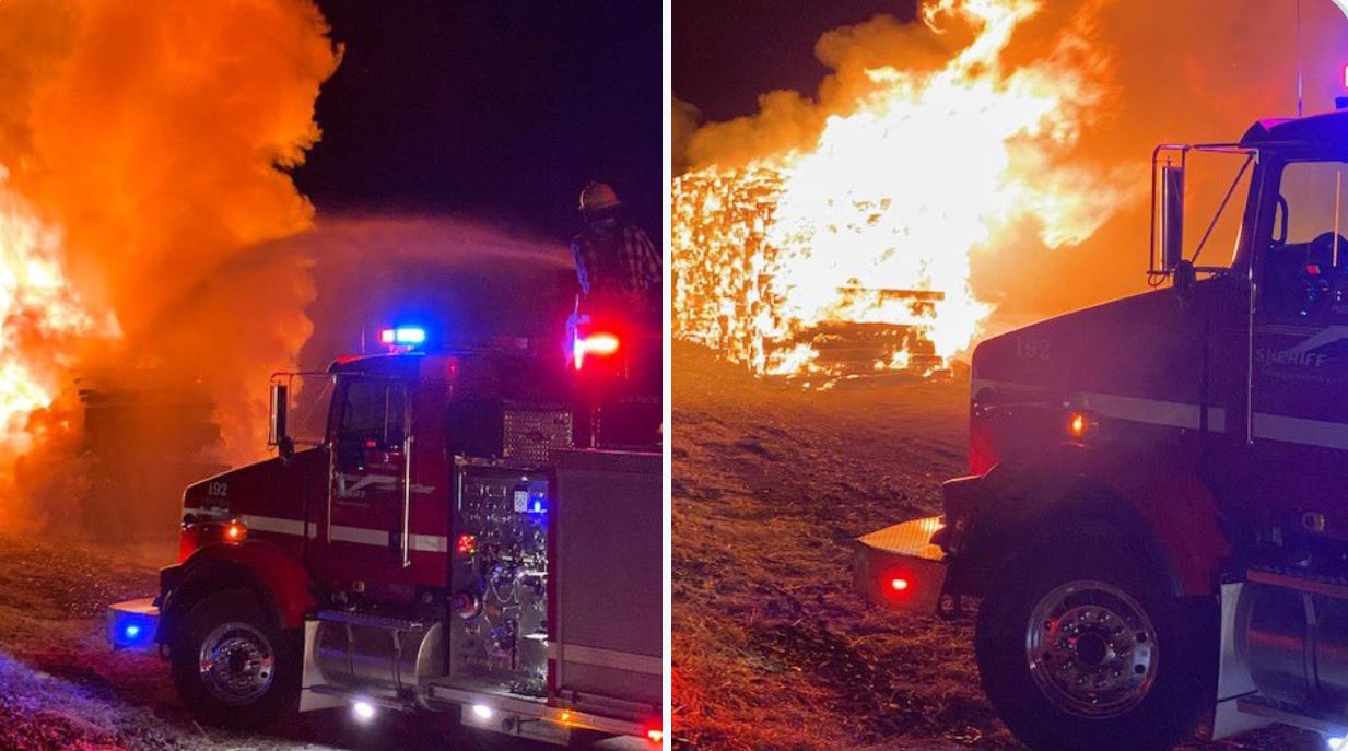 Railroad ties on fire in Pueblo County