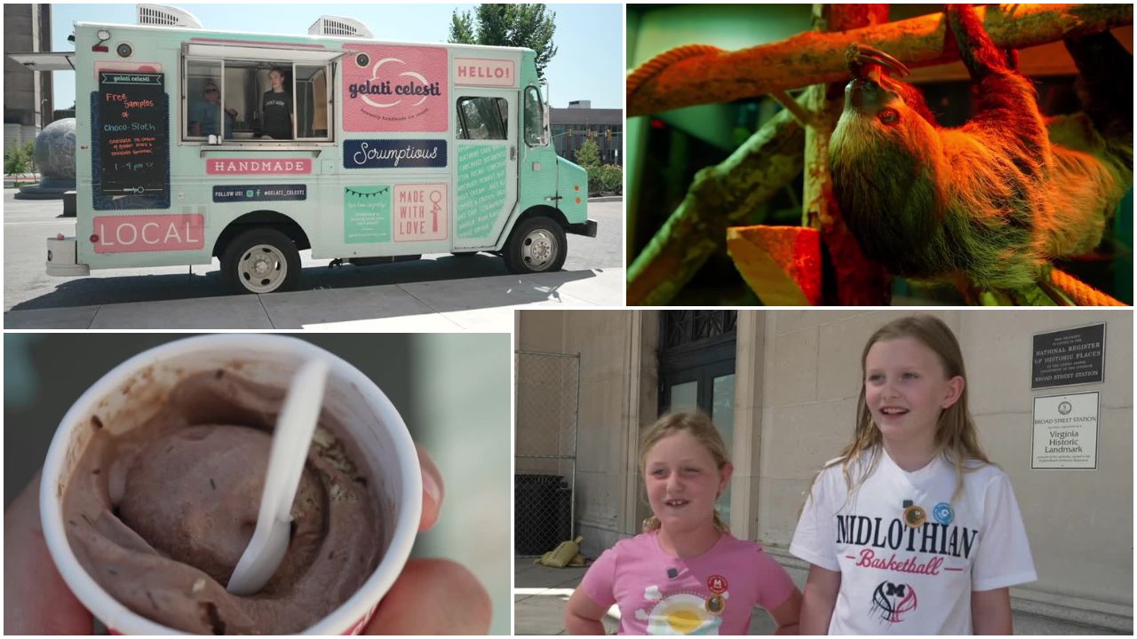 Kids rave about Gelati Celesti's 'amazing' Choco-Sloth flavor outside Science Museum of Virginia