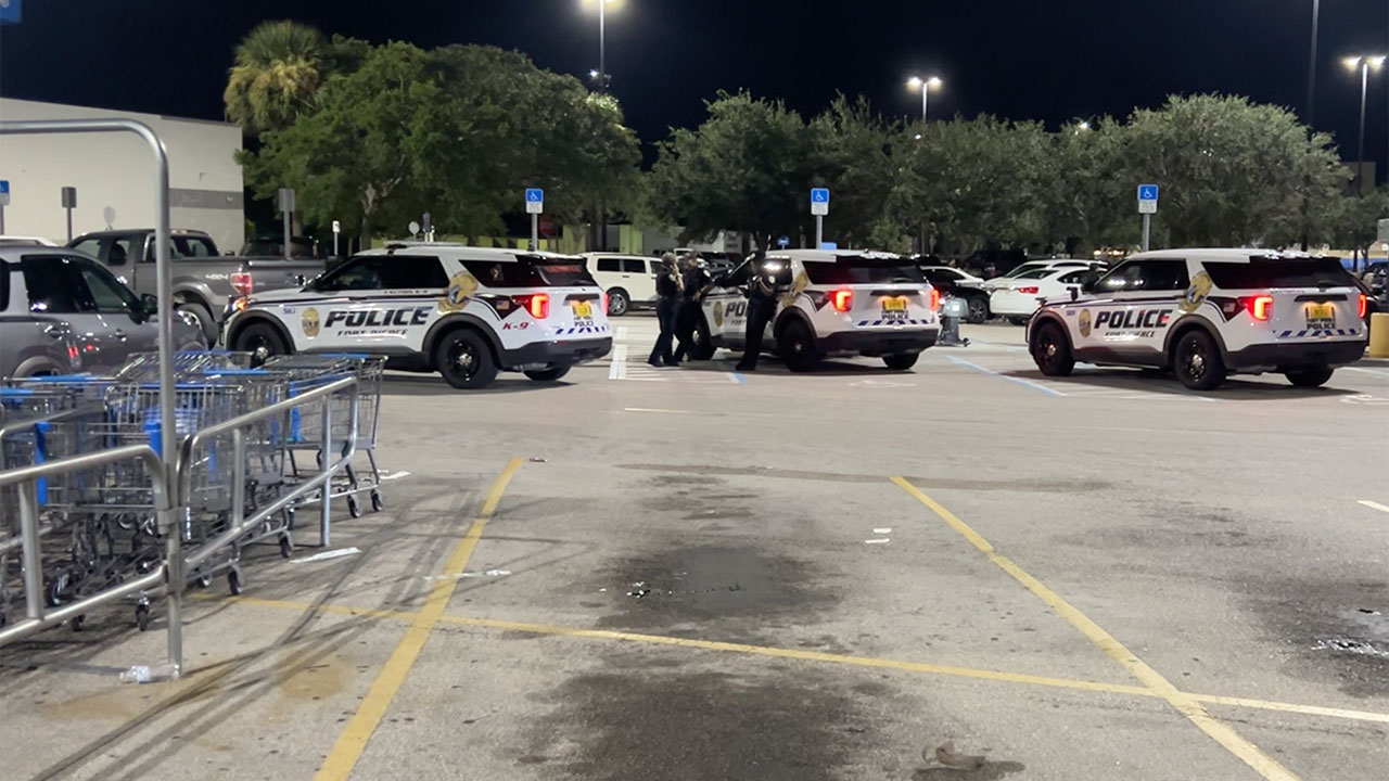 A shooting in the parking lot of a Fort Pierce Walmart is investigated by police on Aug. 22, 2025.