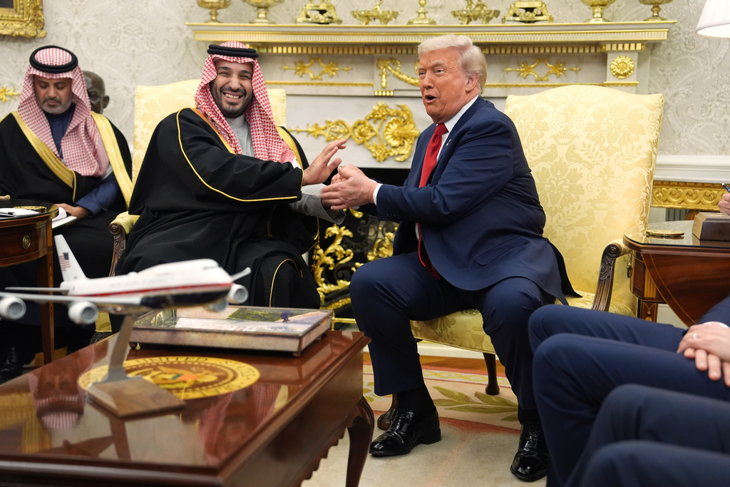 President Donald Trump meets Saudi Arabia's Crown Prince Mohammed bin Salman in the Oval Office of the White House, Tuesday, Nov. 18, 2025, in Washington.