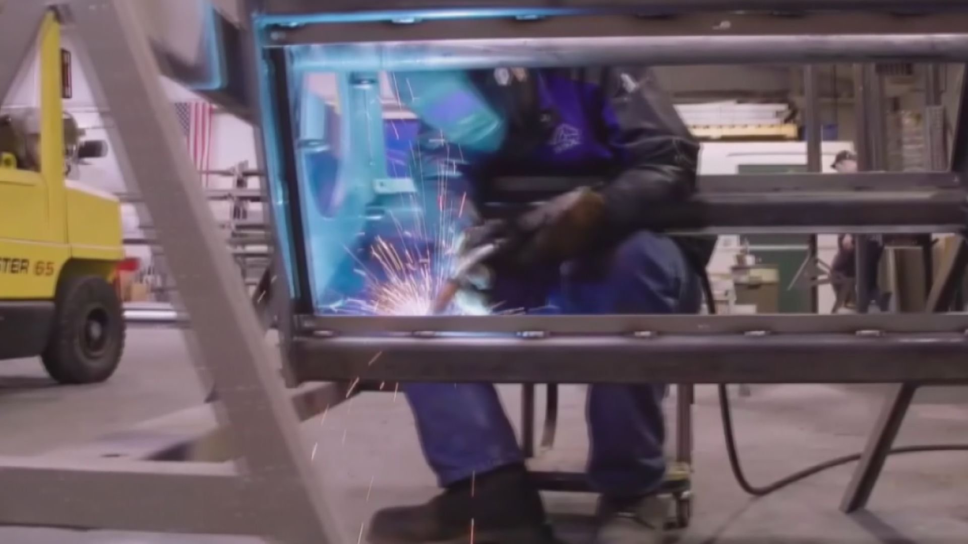 A student at Pikes Peak Community College welding.