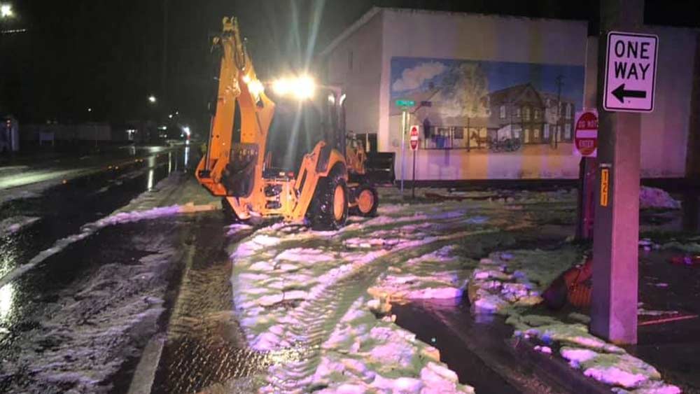 Icy roads created by a massive hail storm in Trenton, Florida, March 27, 2019.