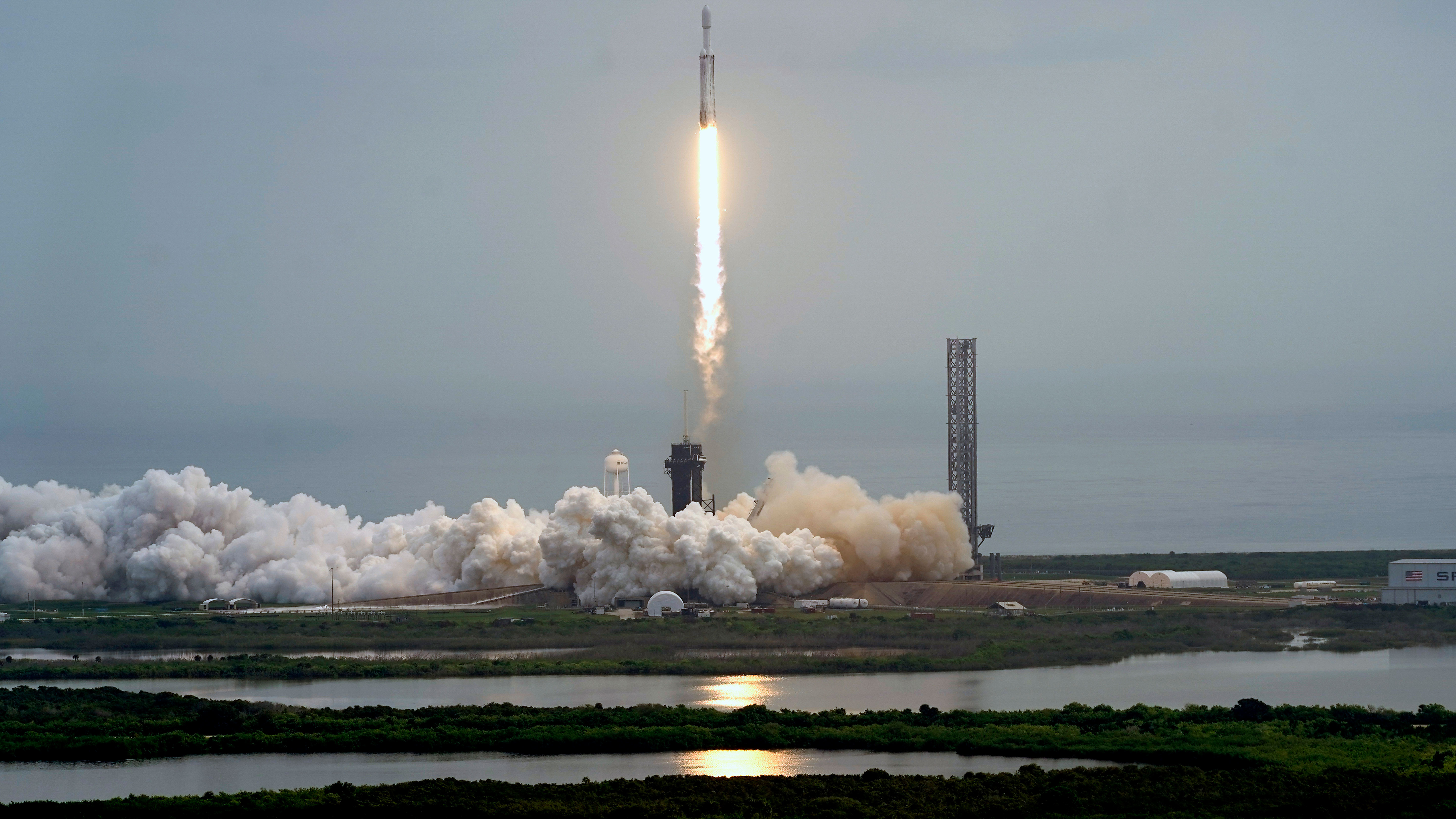 A SpaceX Falcon Heavy rocket lifts off from pad 39A at the Kennedy Space Center in Cape Canaveral, Fla., Friday, Oct. 13, 2023. The spacecraft will travel to the metallic asteroid Psyche, where it will enter orbit in 2029 and be the first spacecraft to explore a metal-rich asteroid.